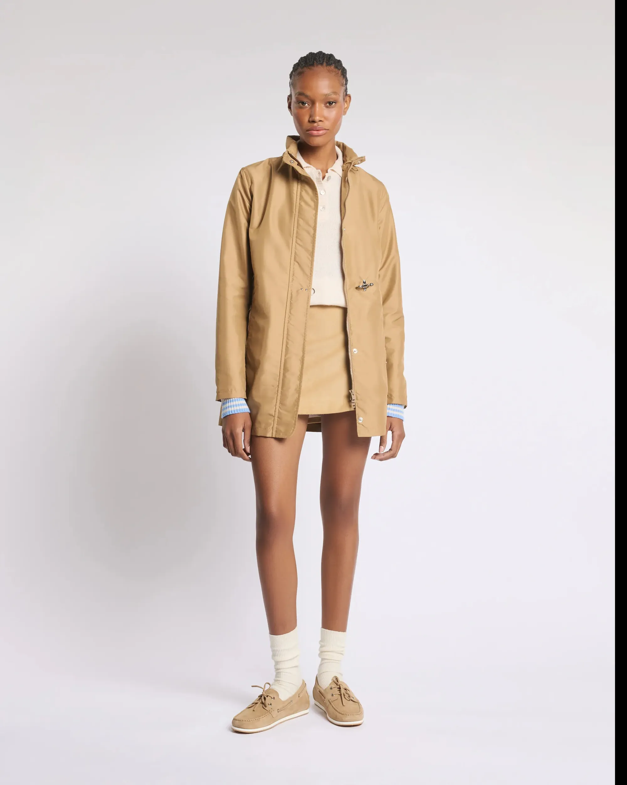 Fay Trench Virginia In Popeline Tecnico Marrone Chiaro Naw50523960Ax2C806 171324