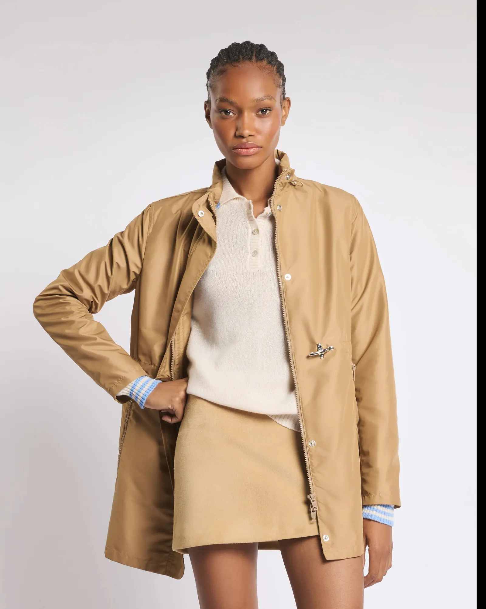 Fay Trench Virginia In Popeline Tecnico Marrone Chiaro Naw50523960Ax2C806 171326