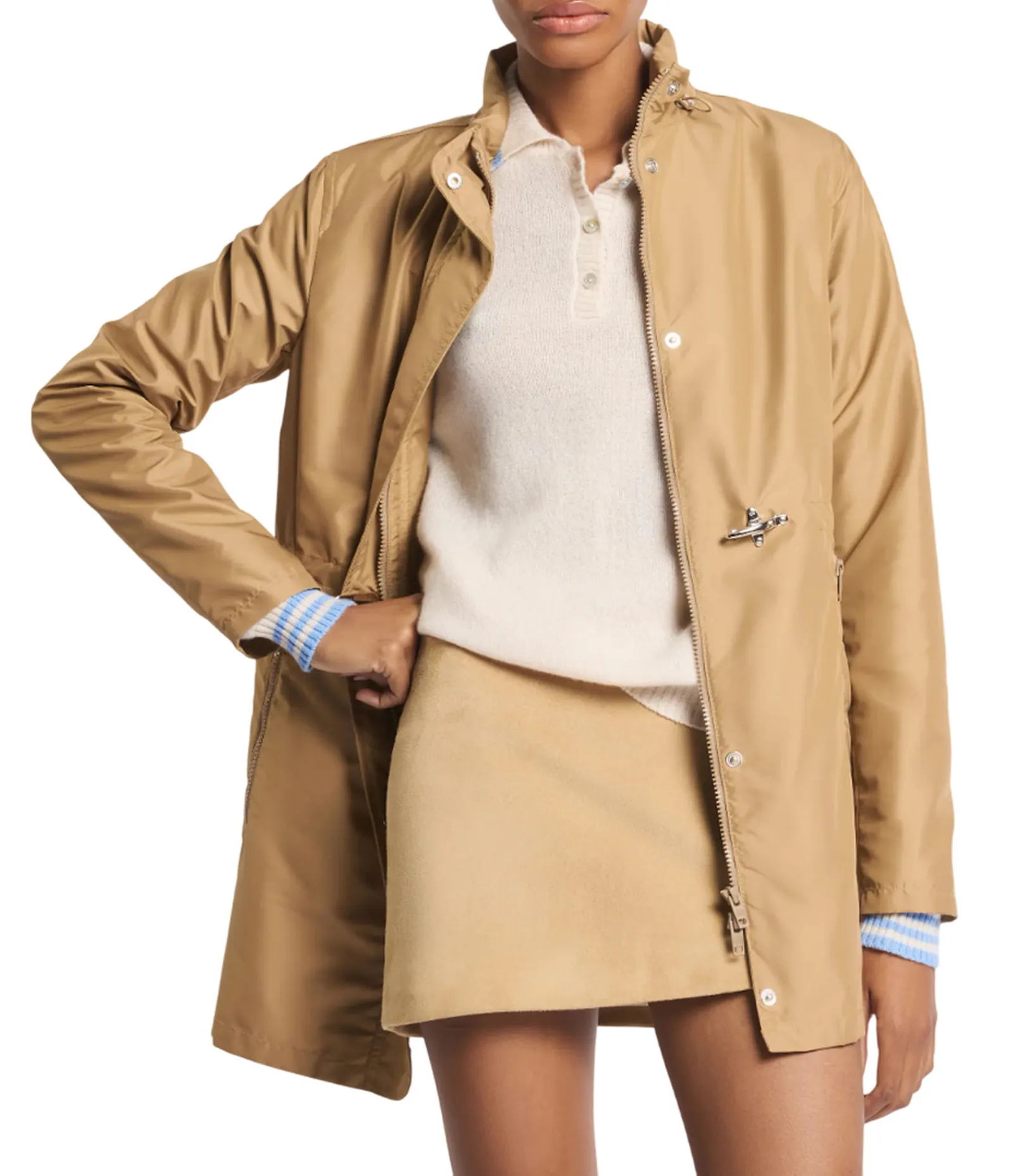 Fay Trench Virginia In Popeline Tecnico Marrone Chiaro Naw50523960Ax2C806 177000