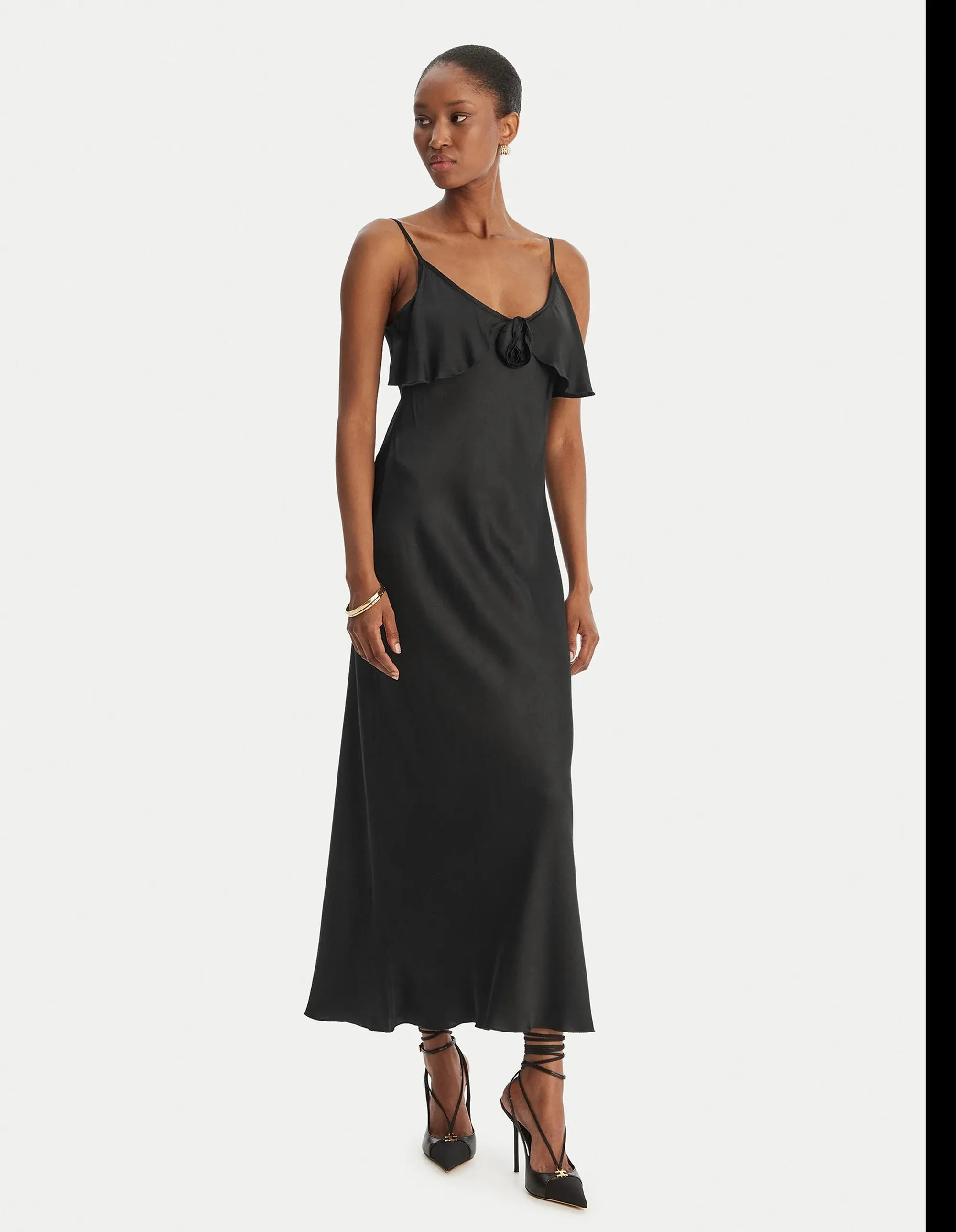 Fracomina Abito In Raso Di Viscosa Nero Fs26Sd2007W58301 173953