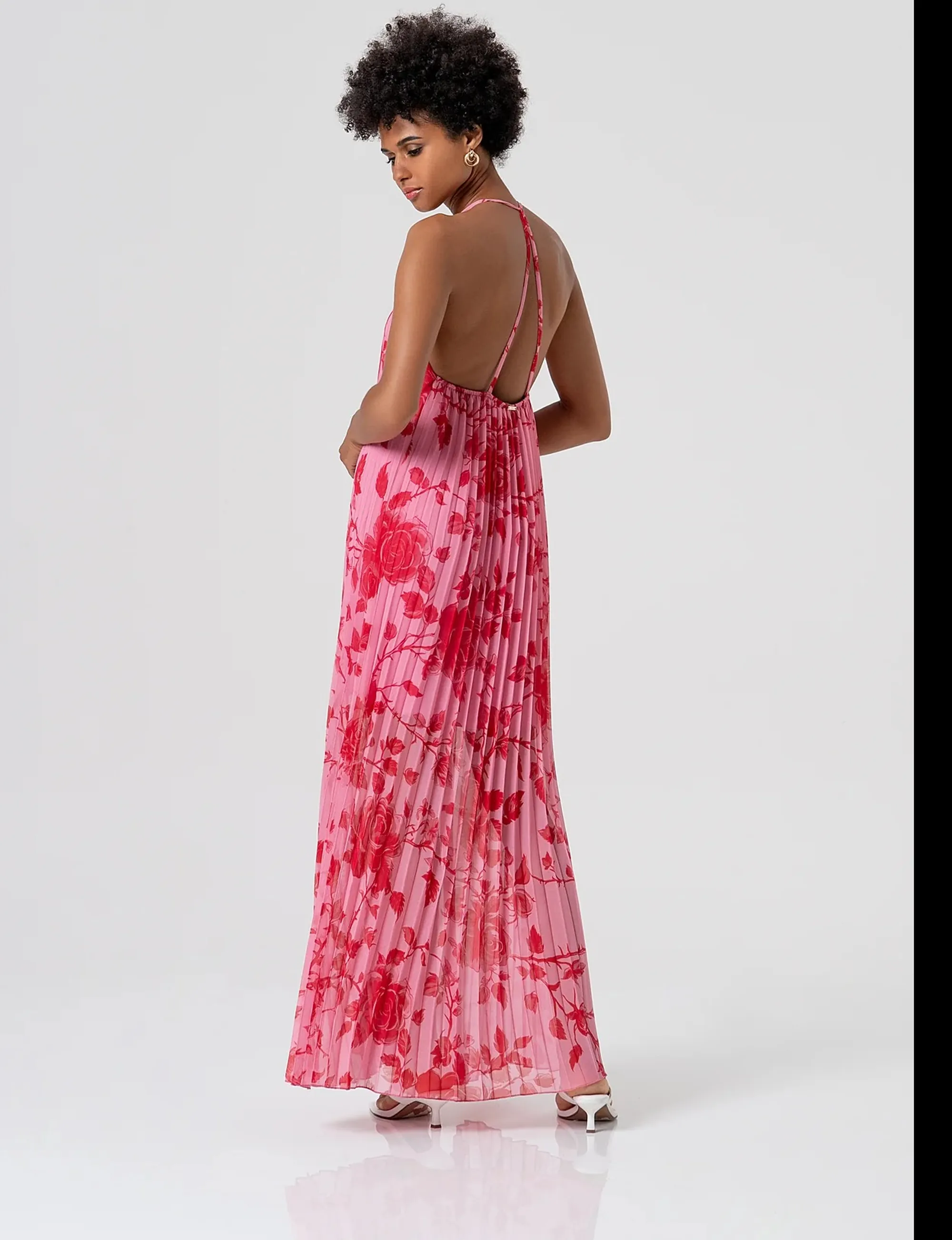 Fracomina Abito Lungo In Georgette Plissettata Rosa Fs26Sd3002W412K9 173959