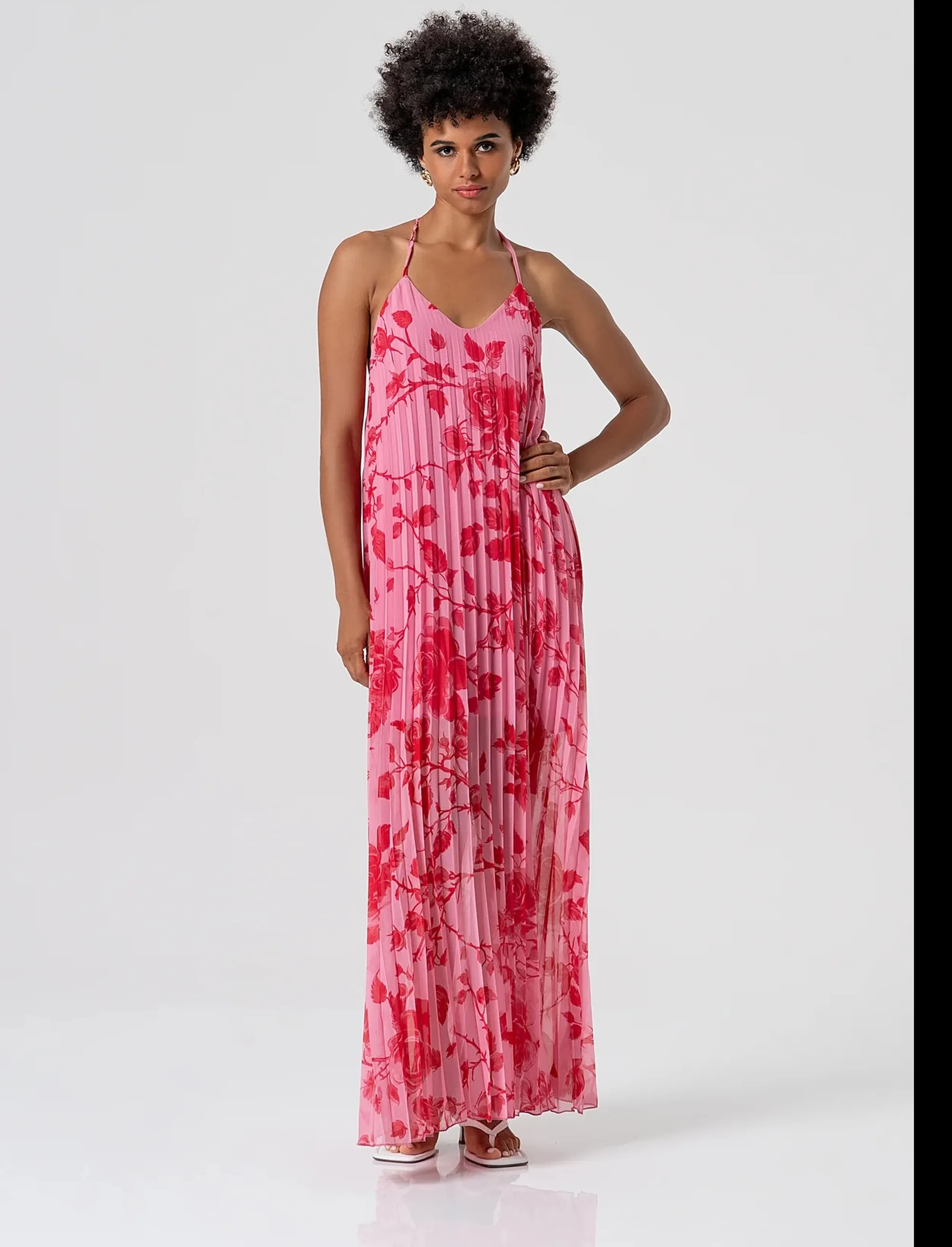 Fracomina Abito Lungo In Georgette Plissettata Rosa Fs26Sd3002W412K9 173960