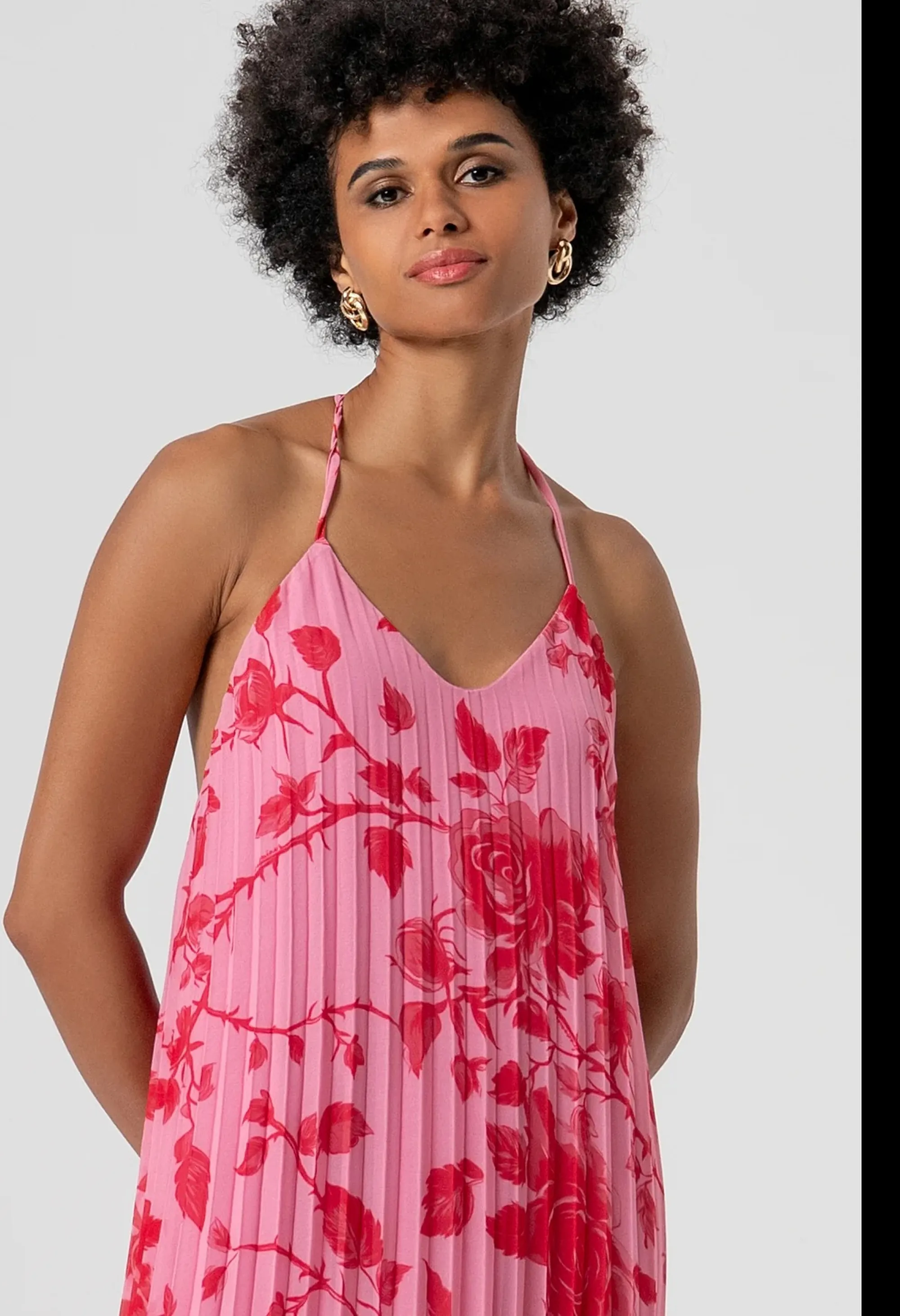 Fracomina Abito Lungo In Georgette Plissettata Rosa Fs26Sd3002W412K9 173961