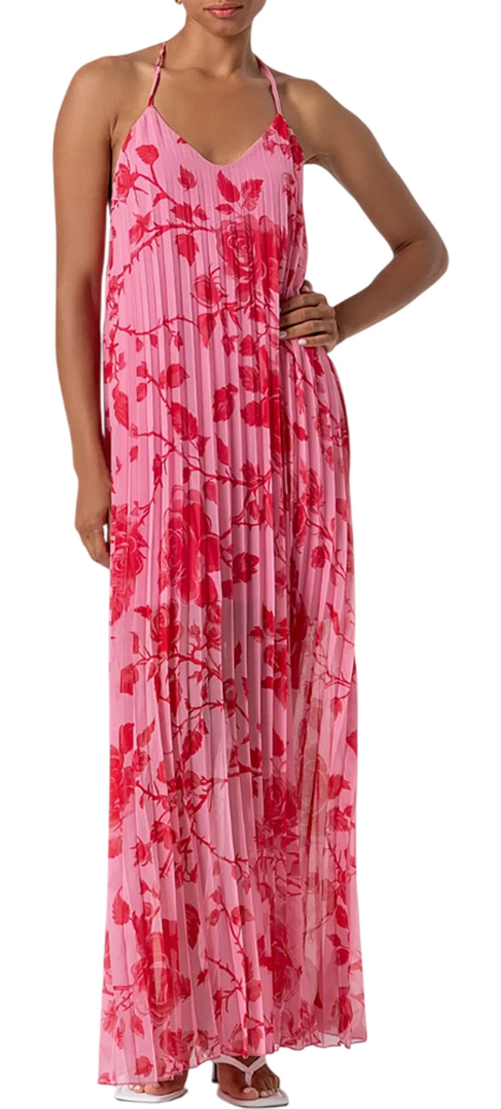 Fracomina Abito Lungo In Georgette Plissettata Rosa Fs26Sd3002W412K9 176758