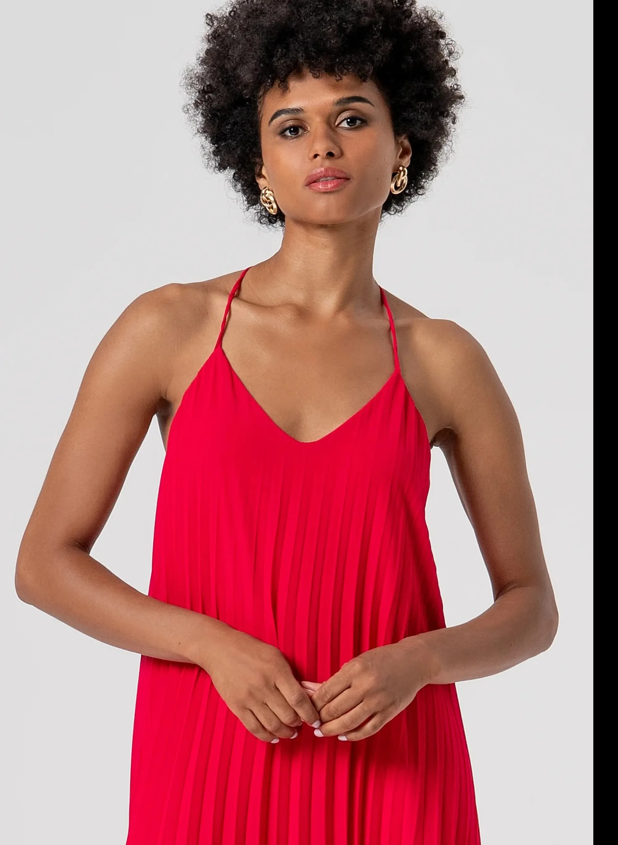 Fracomina Abito Lungo In Georgette Plissettata Rosso Fs26Sd3002W412F9 173958