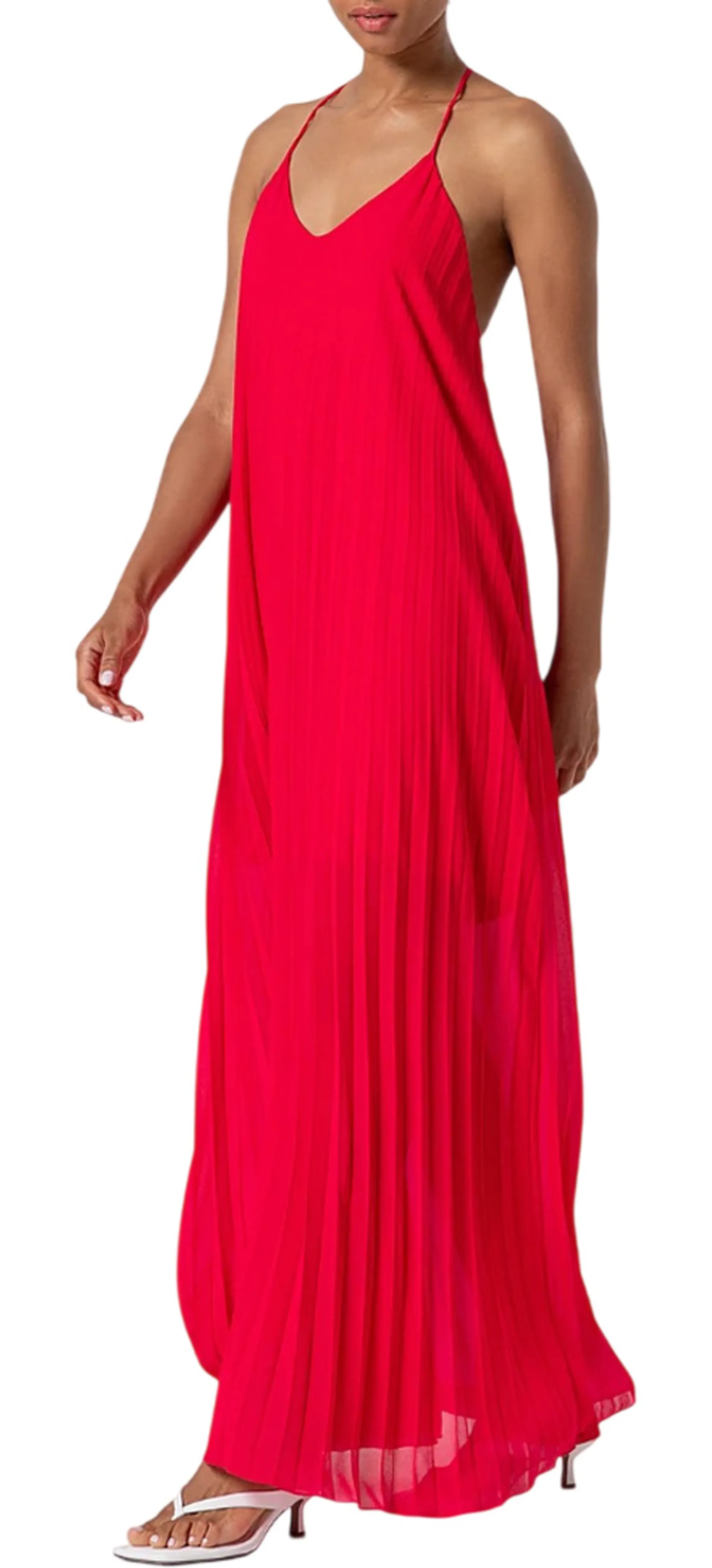 Fracomina B'Long Pleated Georgette Dress' Red Fs26Sd3002W412F9 176761