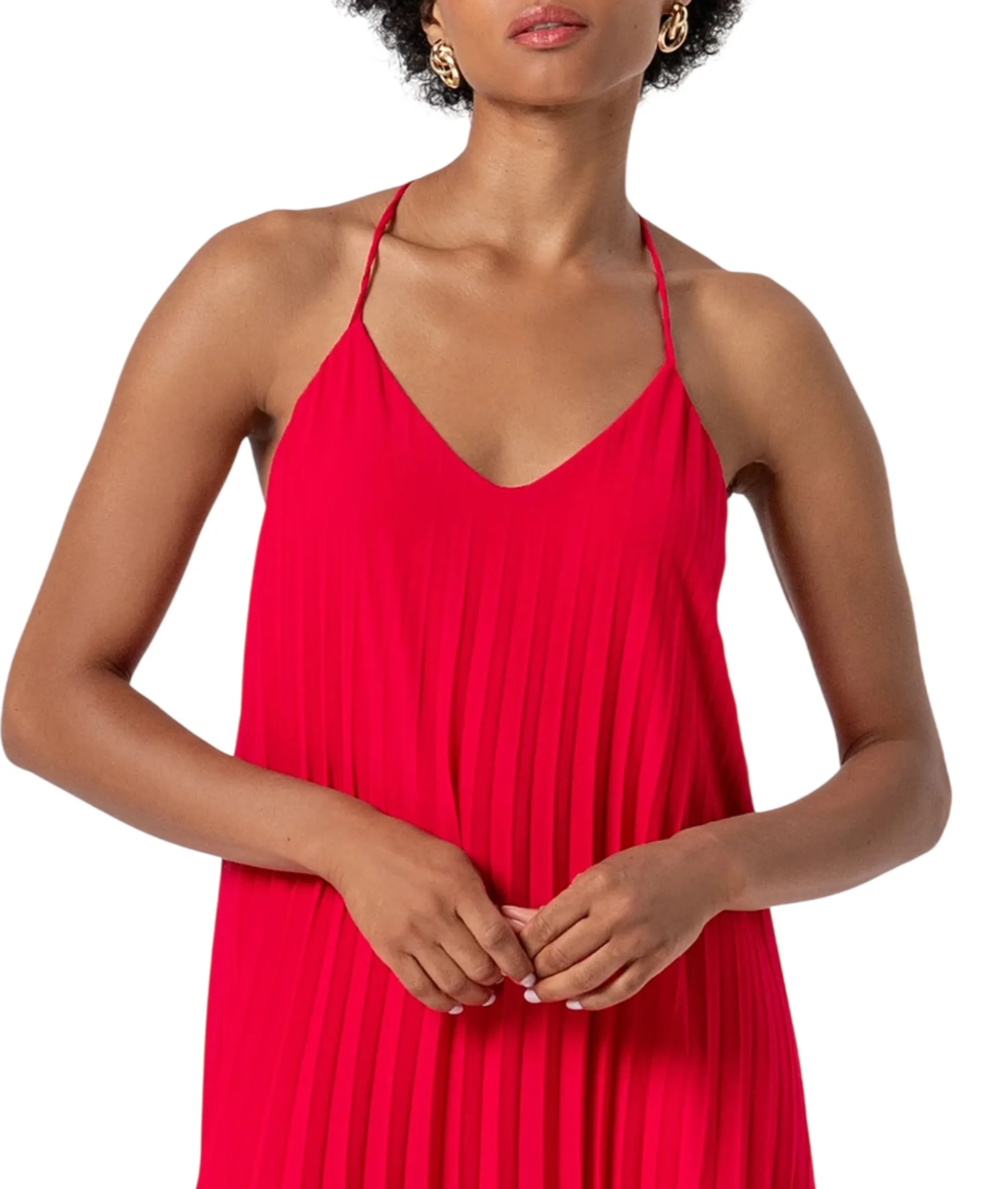 Fracomina B'Long Pleated Georgette Dress' Red Fs26Sd3002W412F9 176762