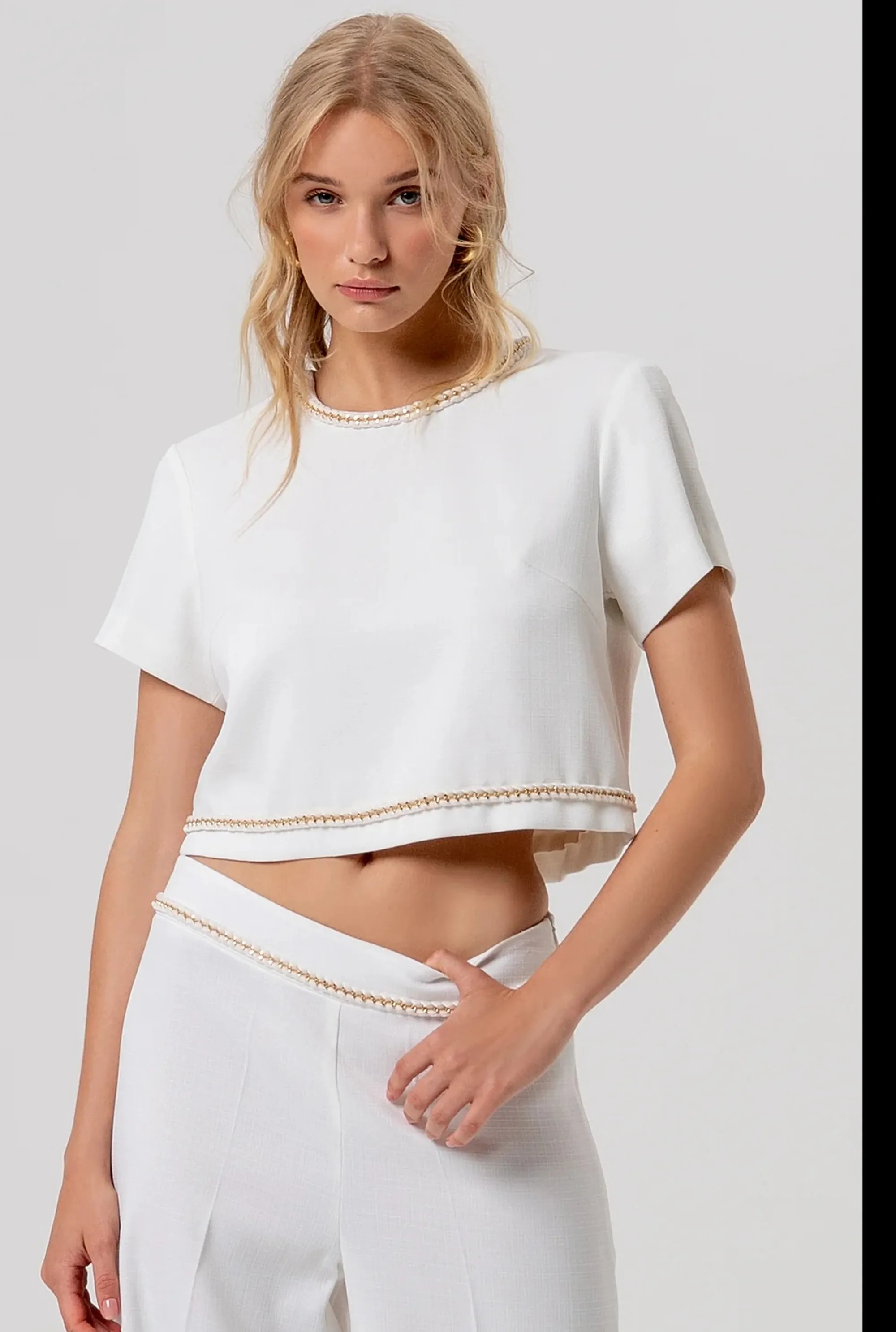 Fracomina B'Blusa Cropped' Cream Fr26St1001W43901 173748