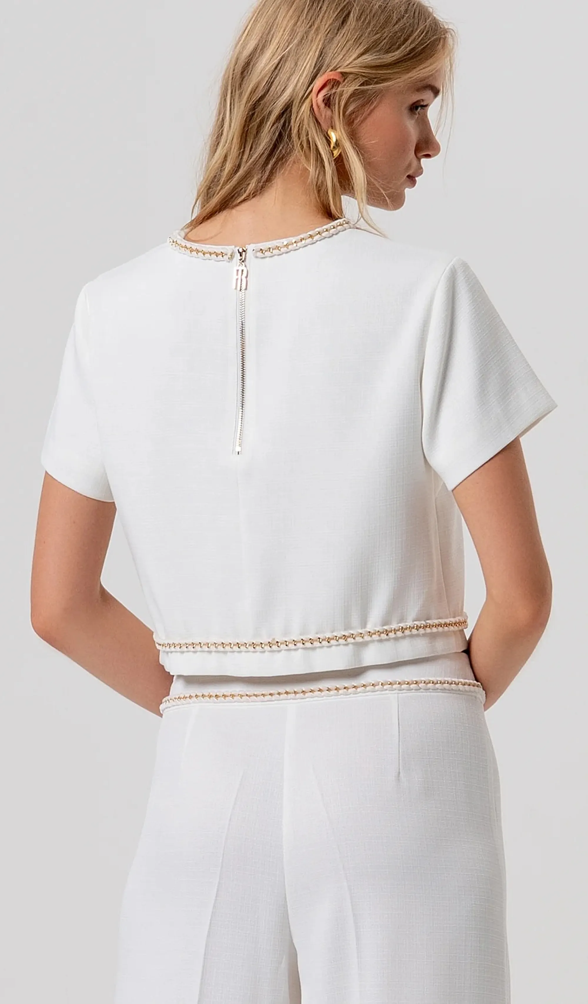 Fracomina B'Blusa Cropped' Cream Fr26St1001W43901 173749