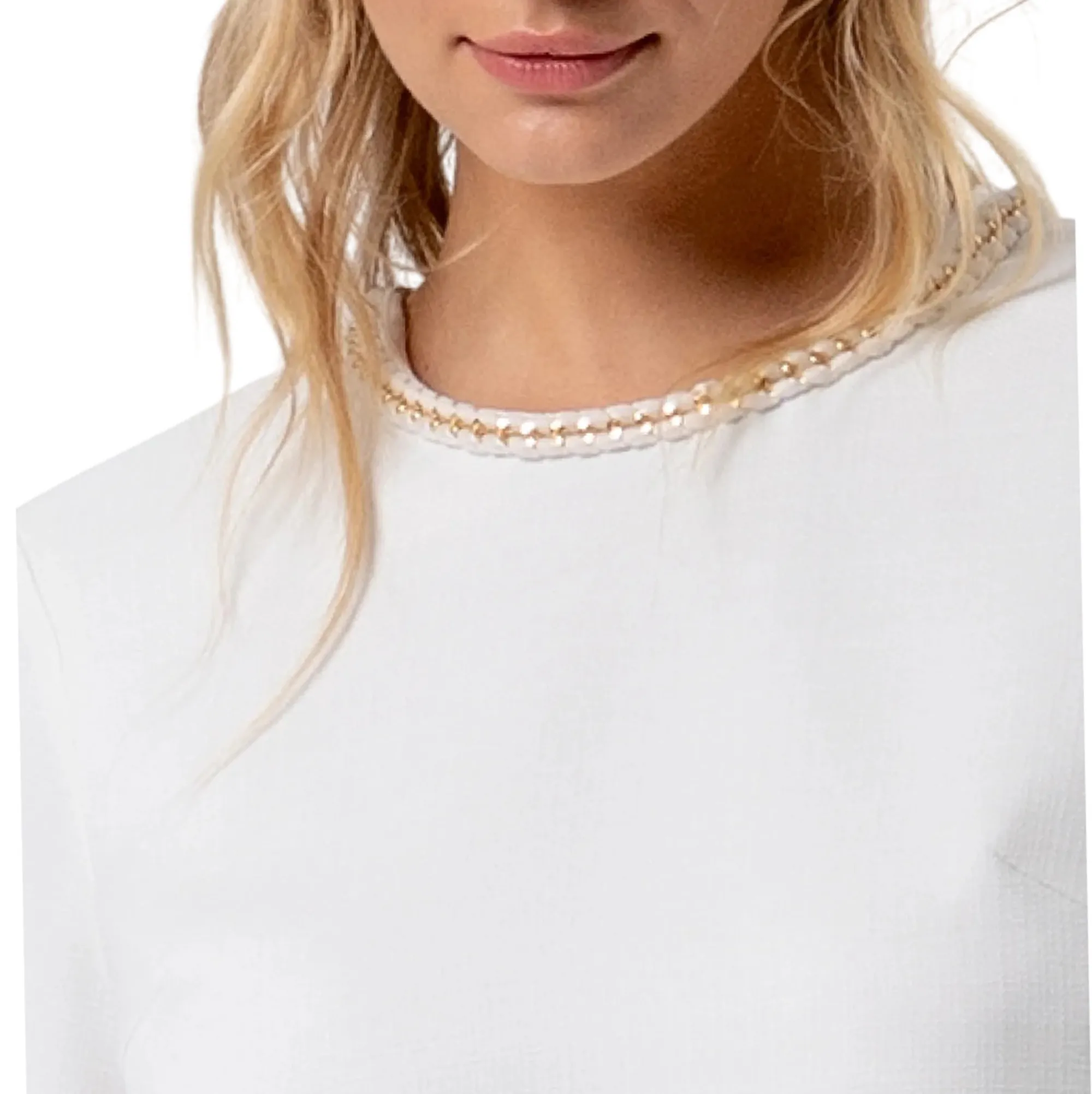 Fracomina B'Blusa Cropped' Cream Fr26St1001W43901 176836