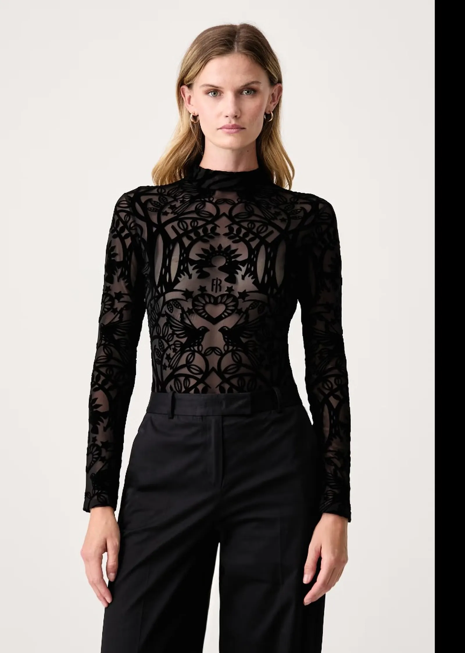 Fracomina Body Slim In Pizzo Nero Fs26Wt5001W858Q5 192896