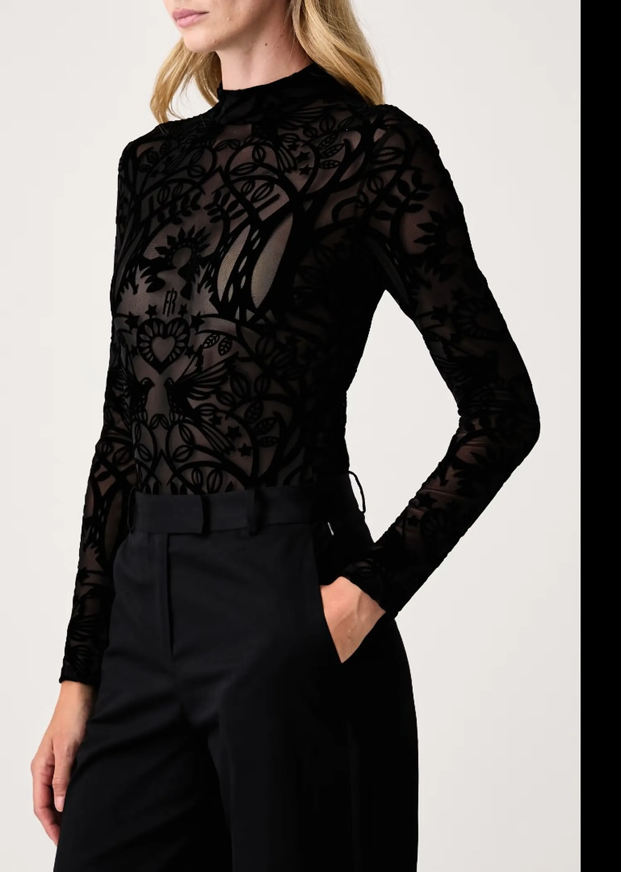 Fracomina Body Slim In Pizzo Nero Fs26Wt5001W858Q5 192899