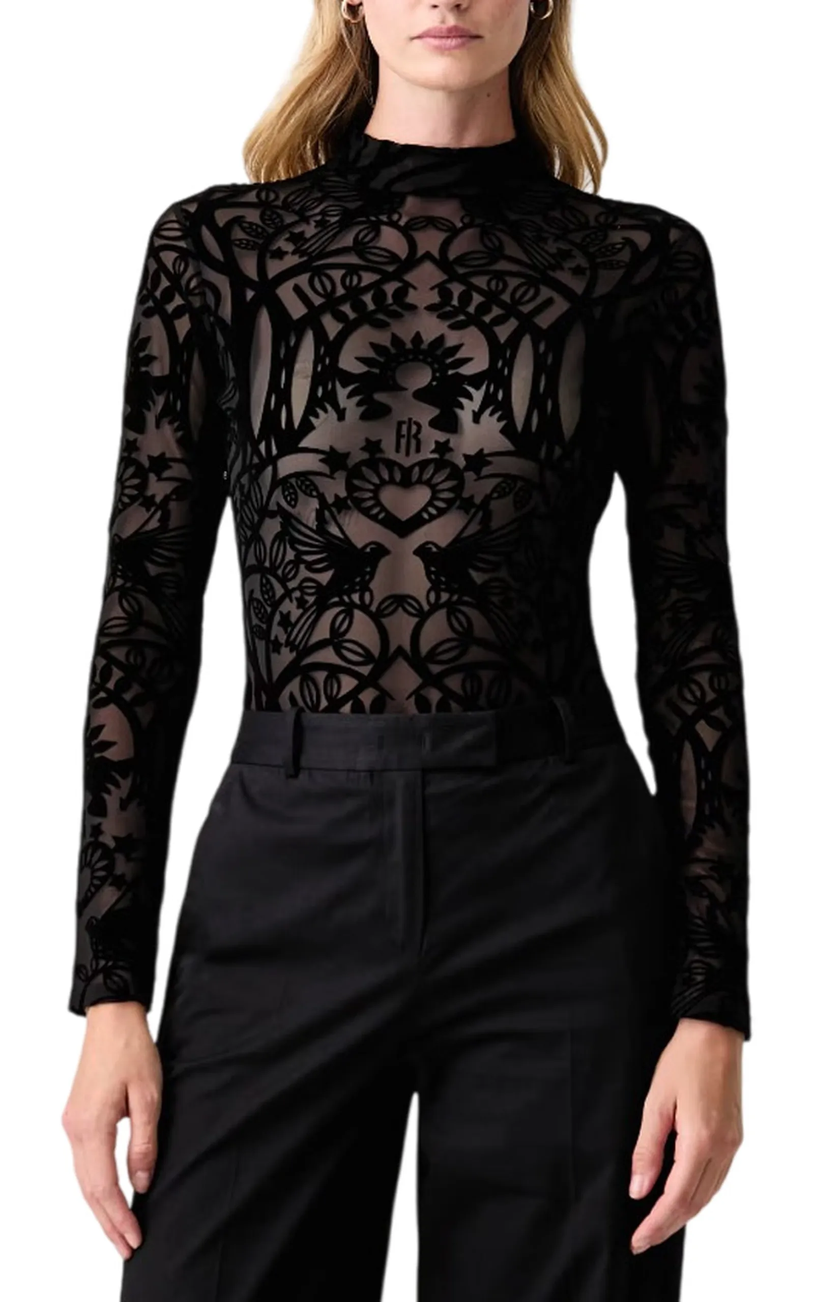 Fracomina Body Slim In Pizzo Nero Fs26Wt5001W858Q5 194971