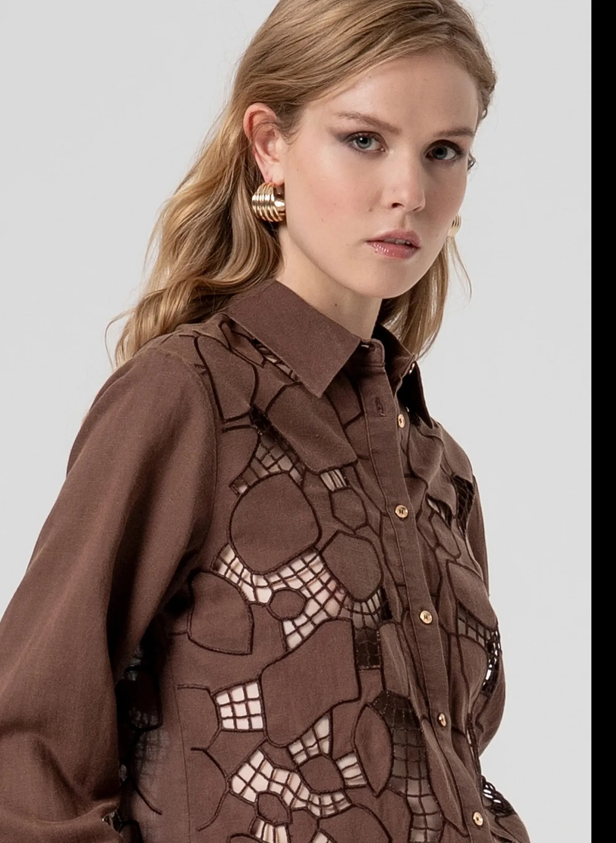 Fracomina B'Linen Shirt' Brown Fs26St6001W826E5 173792