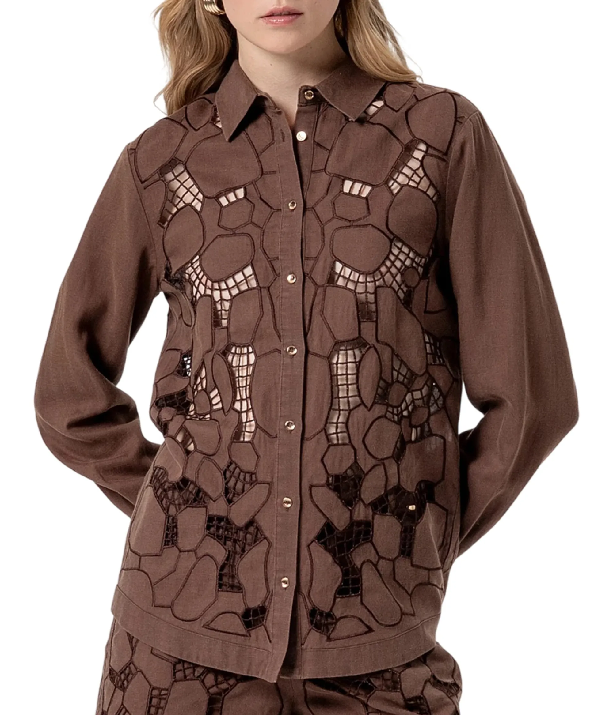 Fracomina B'Linen Shirt' Brown Fs26St6001W826E5 176740