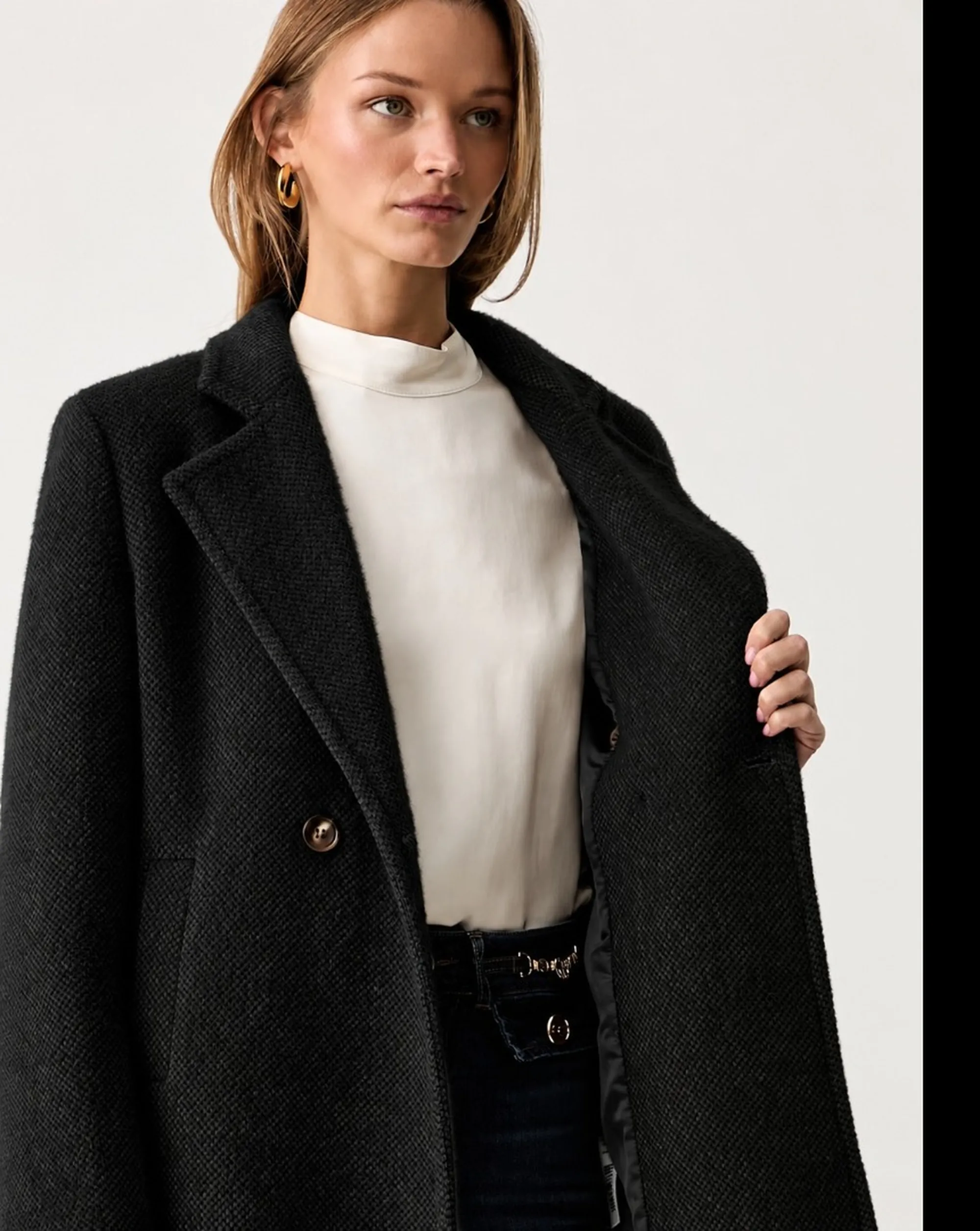 Fracomina B'Regular Double Breasted Coat' Black Fy26Wc1015W45401 192829