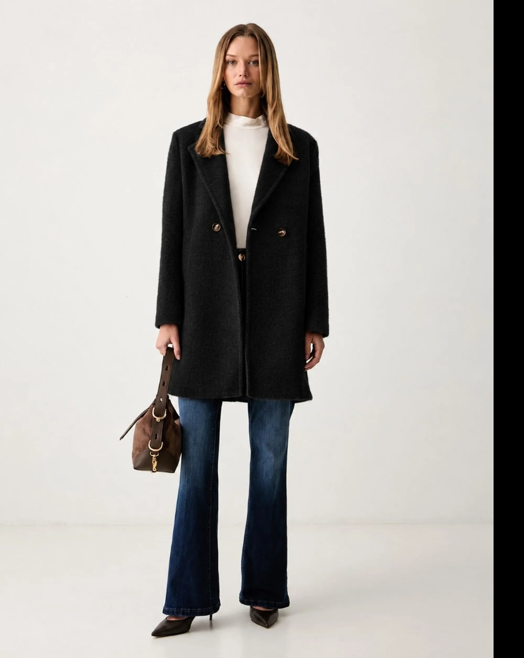 Fracomina B'Regular Double Breasted Coat' Black Fy26Wc1015W45401 192830