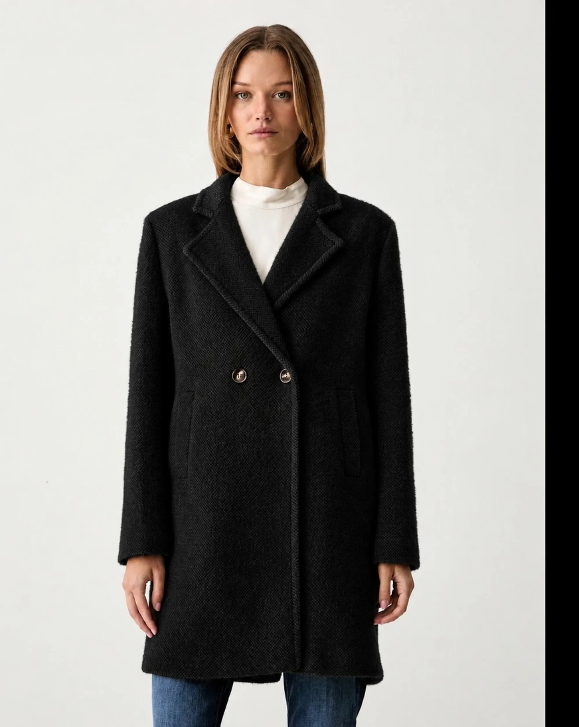 Fracomina B'Regular Double Breasted Coat' Black Fy26Wc1015W45401 192831