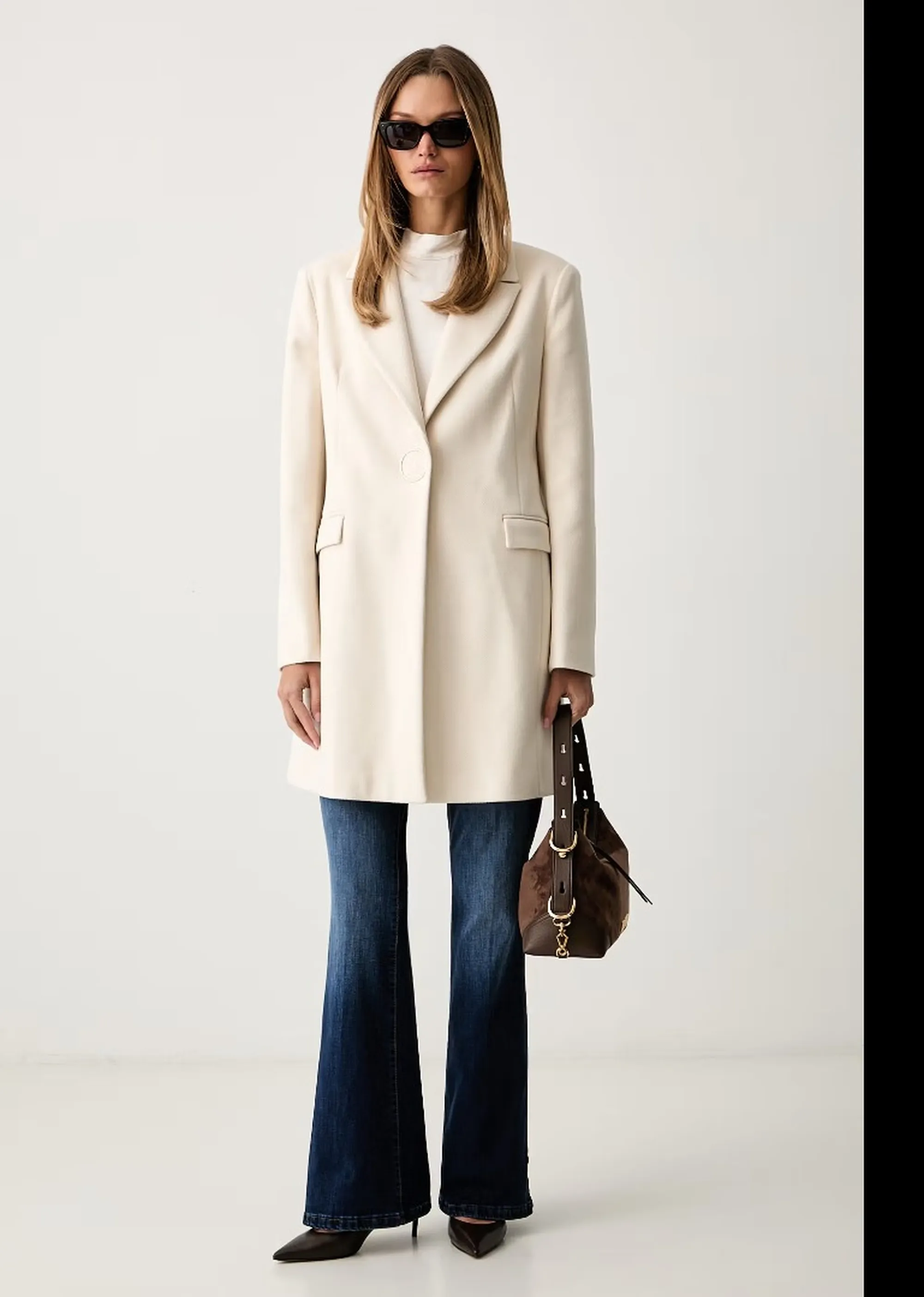 Fracomina B'Regular Single-Breasted Coat' Cream Fr26Wc1001W85001 193018