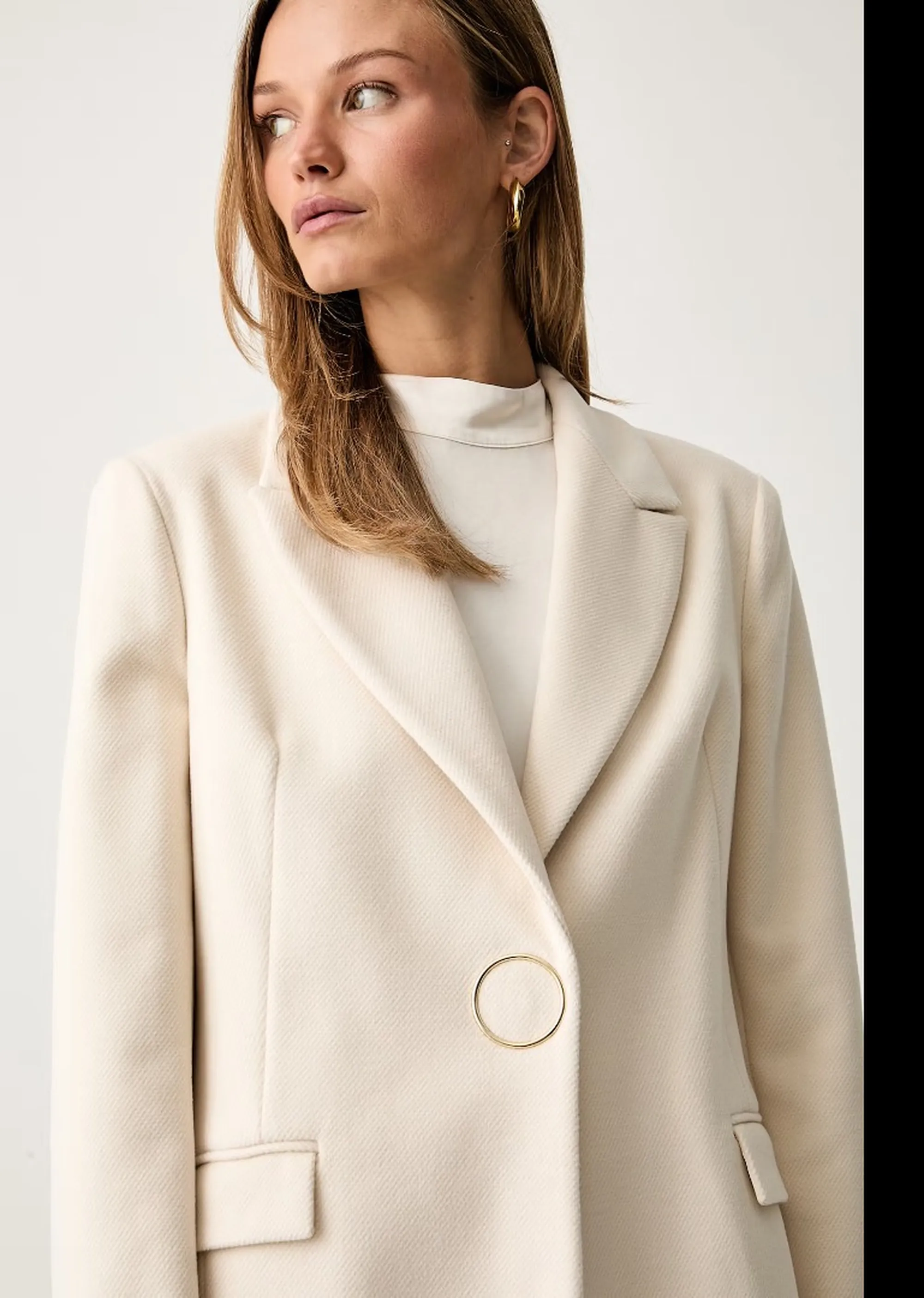 Fracomina B'Regular Single-Breasted Coat' Cream Fr26Wc1001W85001 193020