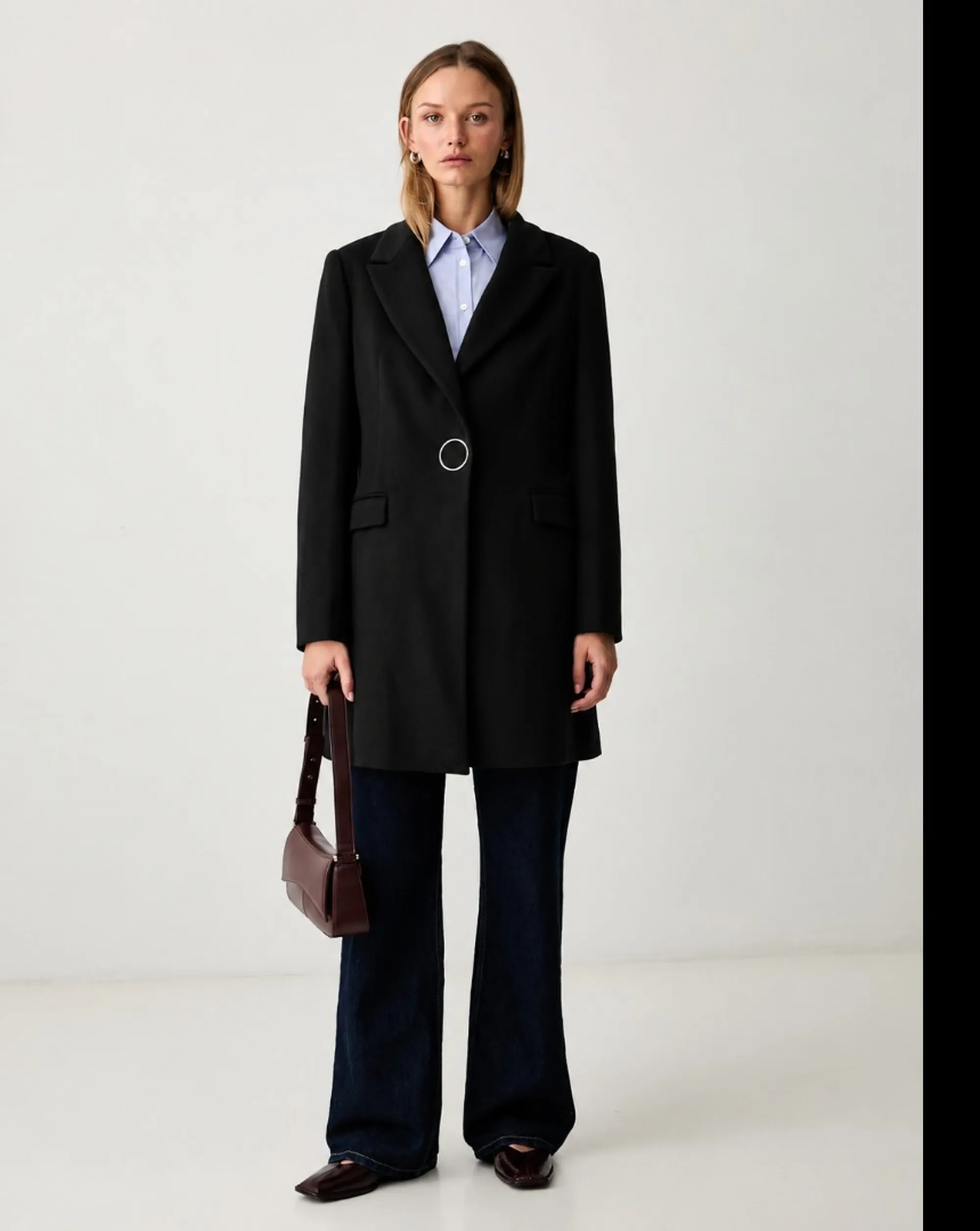 Fracomina B'Regular Single-Breasted Coat' Black Fr26Wc1001W85001 193013