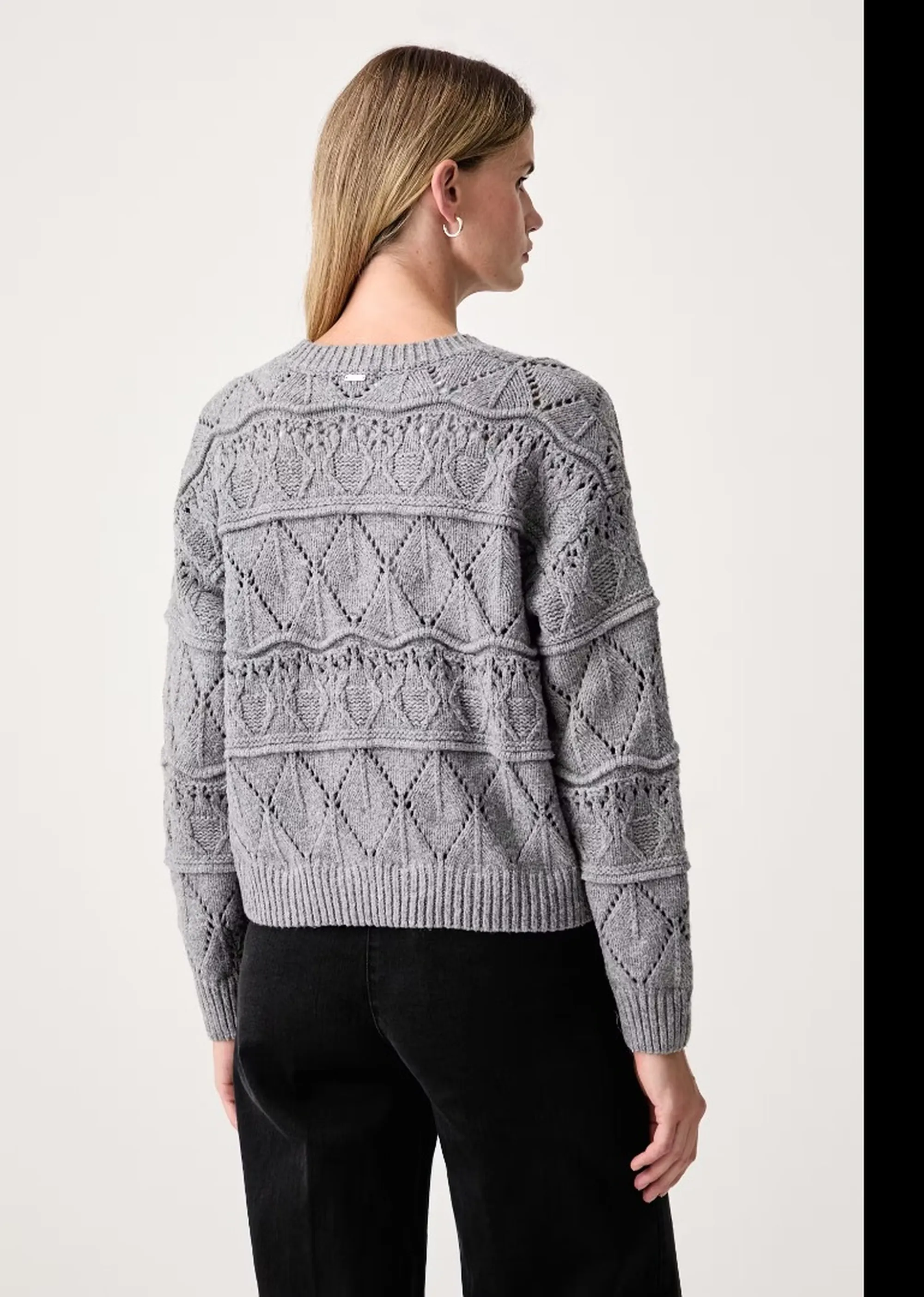 Fracomina Cardigan Con Punto Treccia E Trafori Grigio Fy26Wt8038K47401 192916