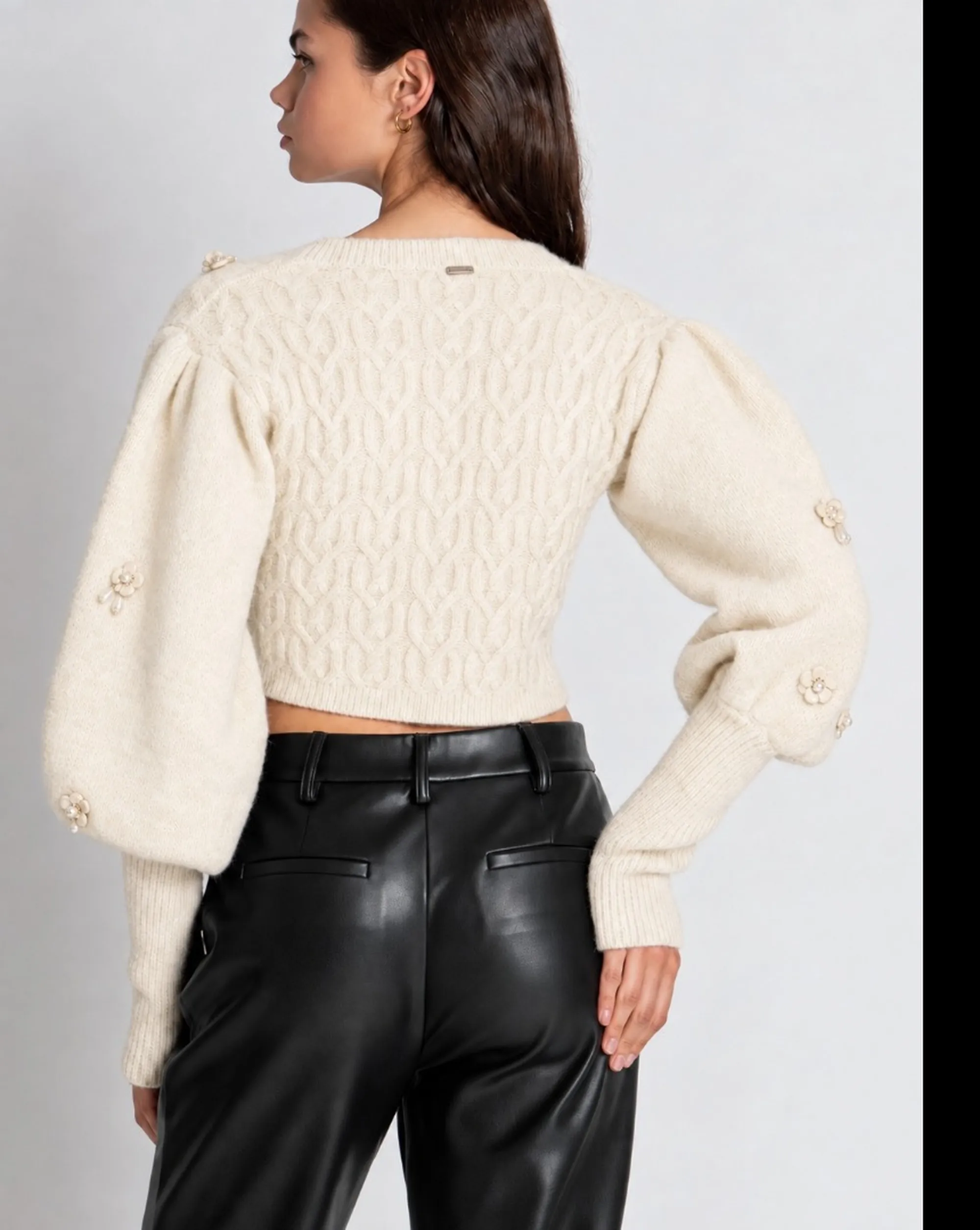 Fracomina B'Cropped Cardigan With Braids' Cream Fr26Wt8029K463R9 191676