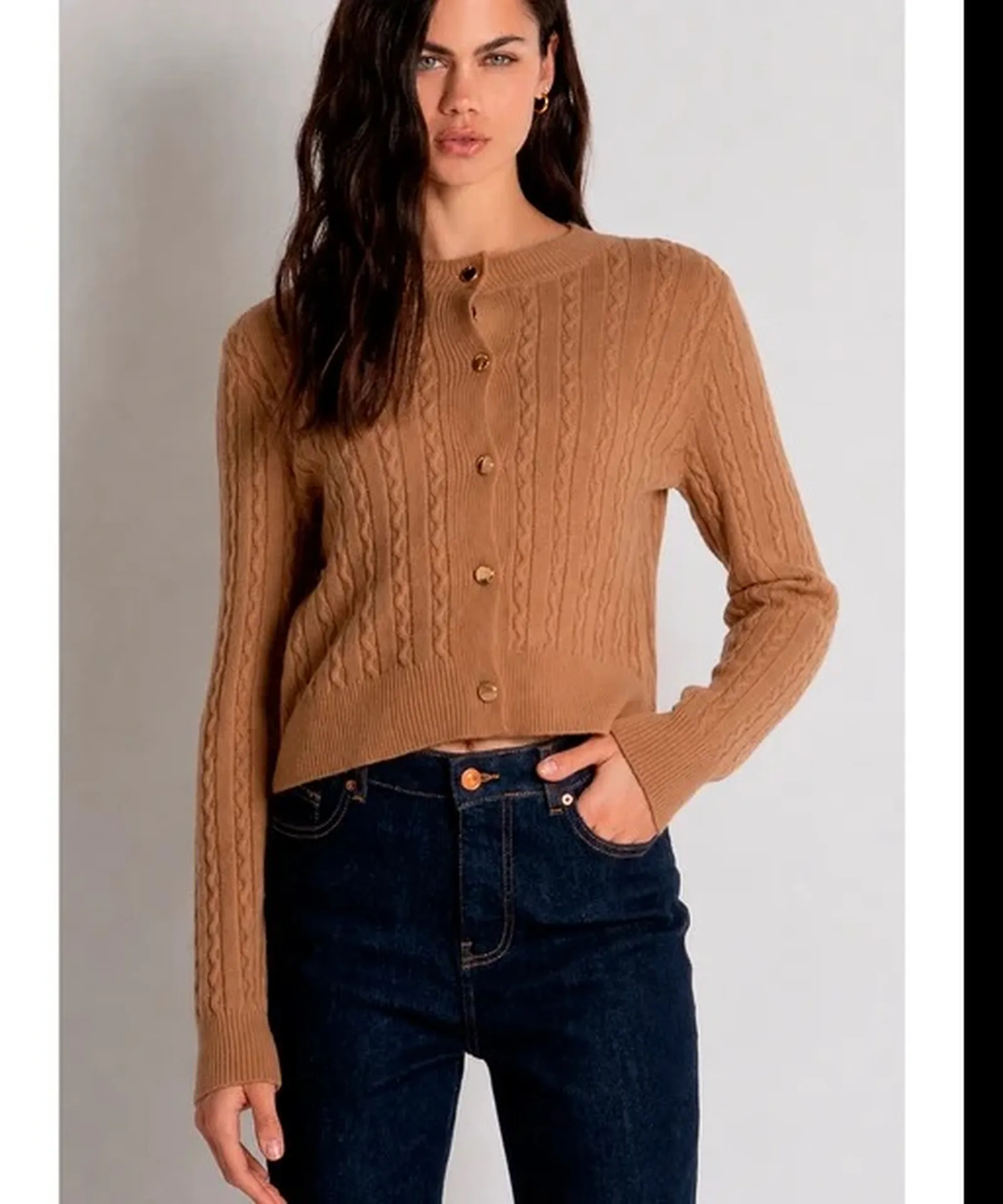 Fracomina Cardigan Regular Con Punto Treccia Caramello Fy26Wt8037K45801 192954