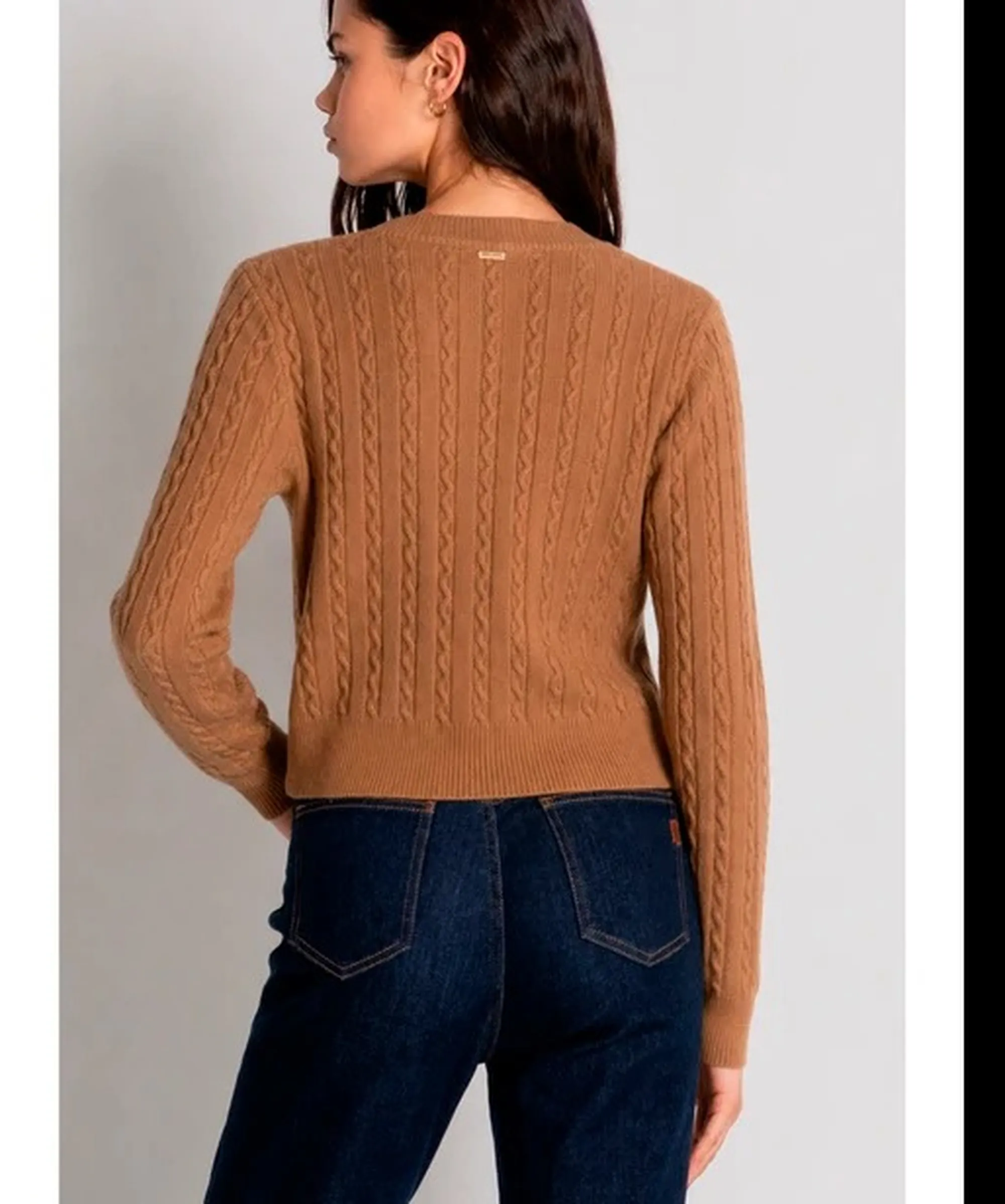 Fracomina Cardigan Regular Con Punto Treccia Caramello Fy26Wt8037K45801 192955