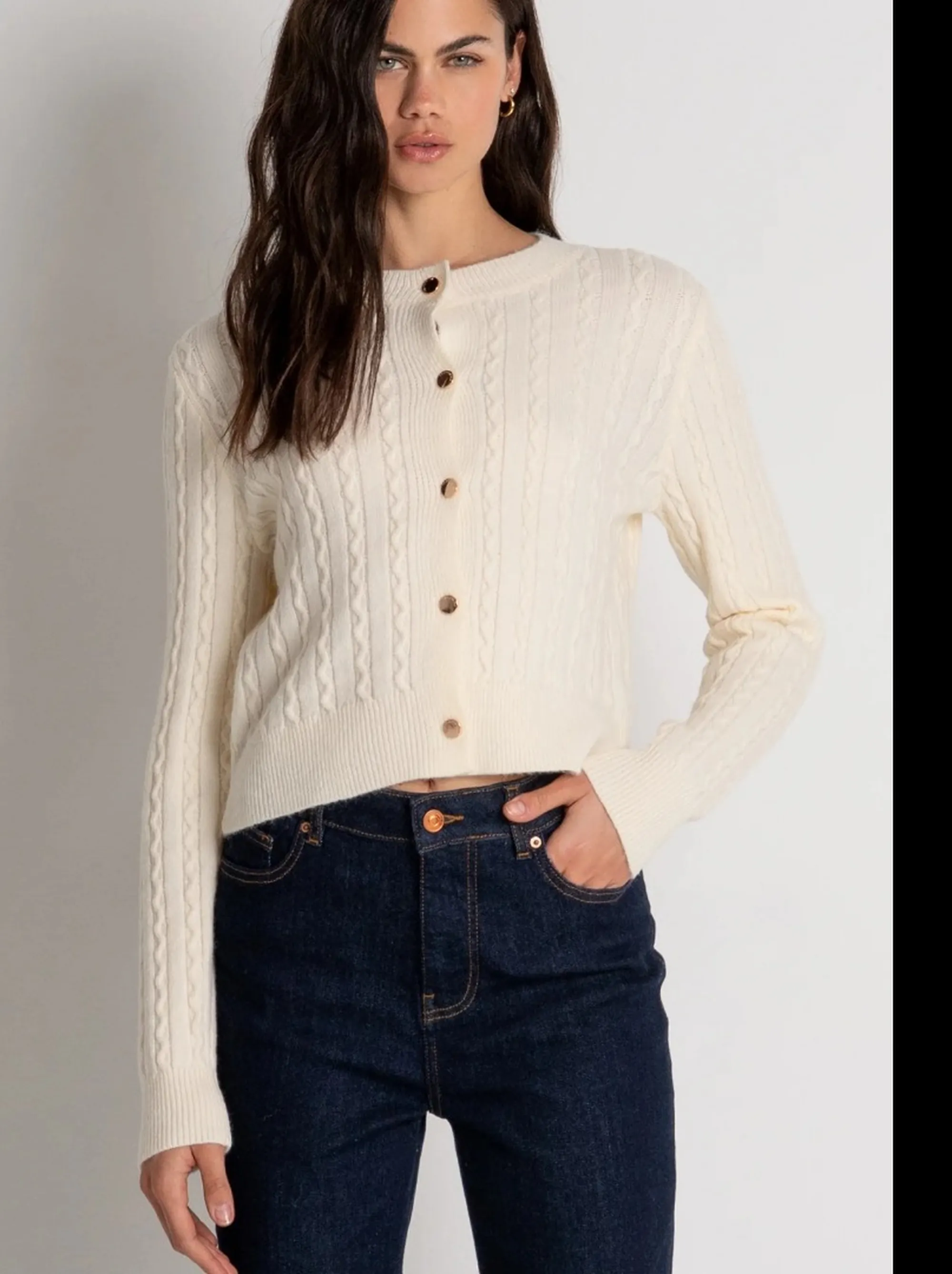 Fracomina Cardigan Regular Con Punto Treccia Panna Fy26Wt8037K45801 192952