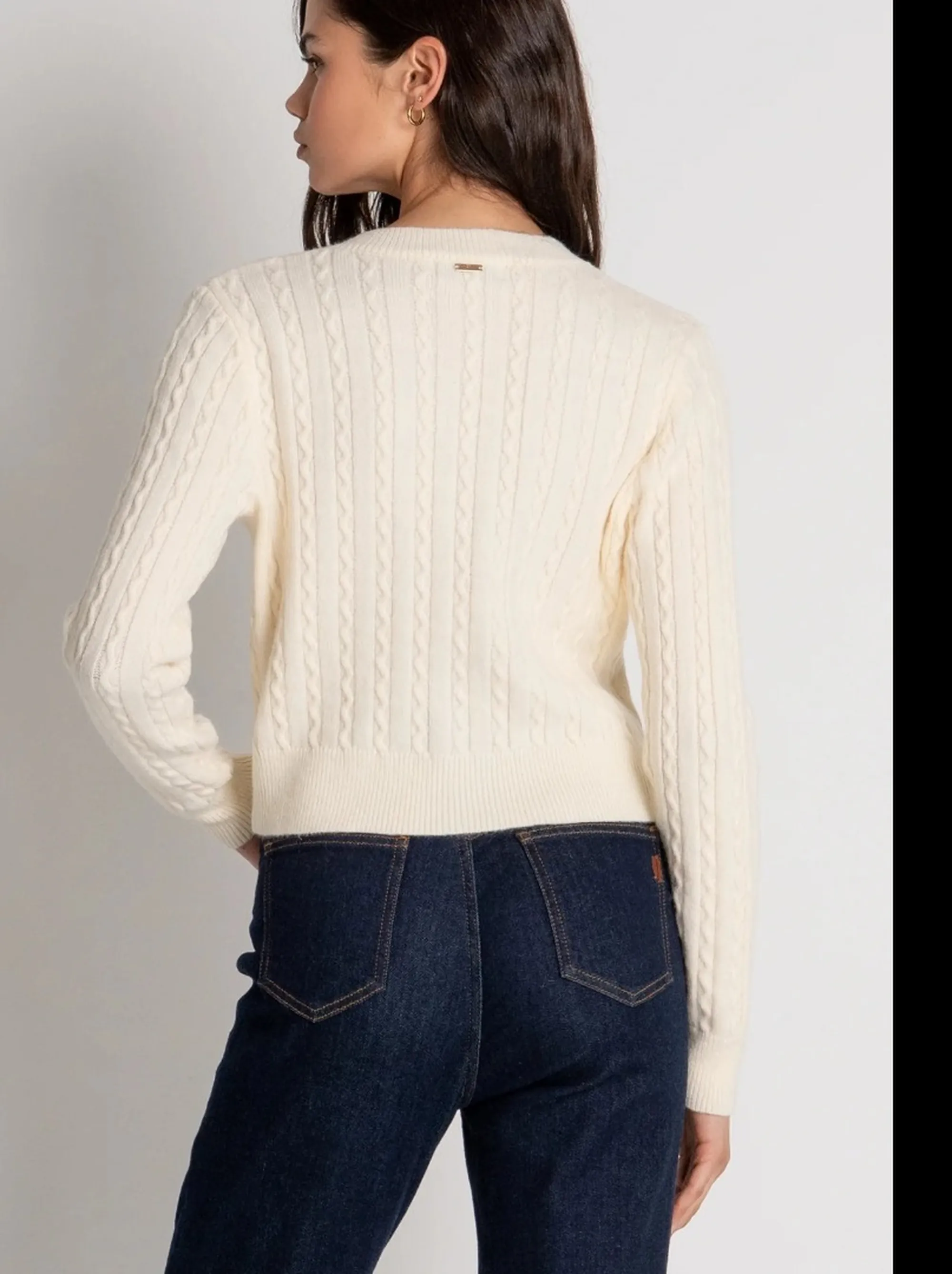 Fracomina Cardigan Regular Con Punto Treccia Panna Fy26Wt8037K45801 192953