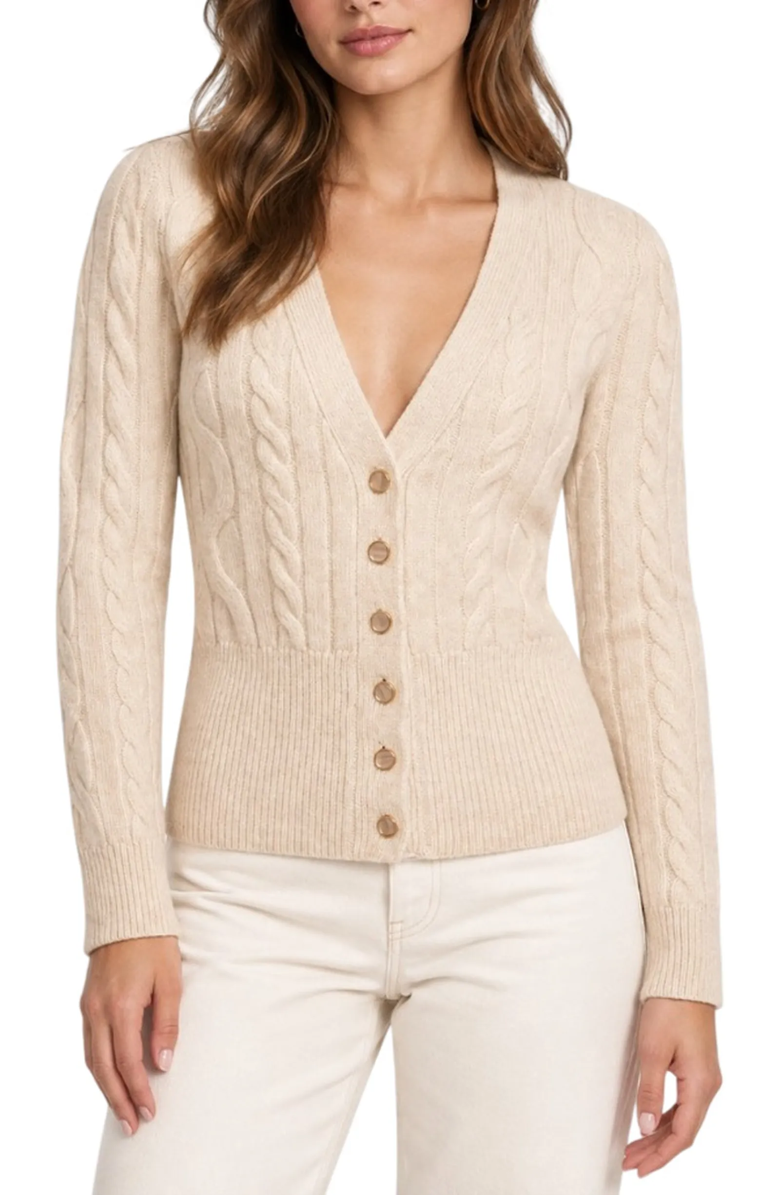 Fracomina Cardigan Reguloar Con Punto Treccia Avorio Fr26Wt8021K49701 195357