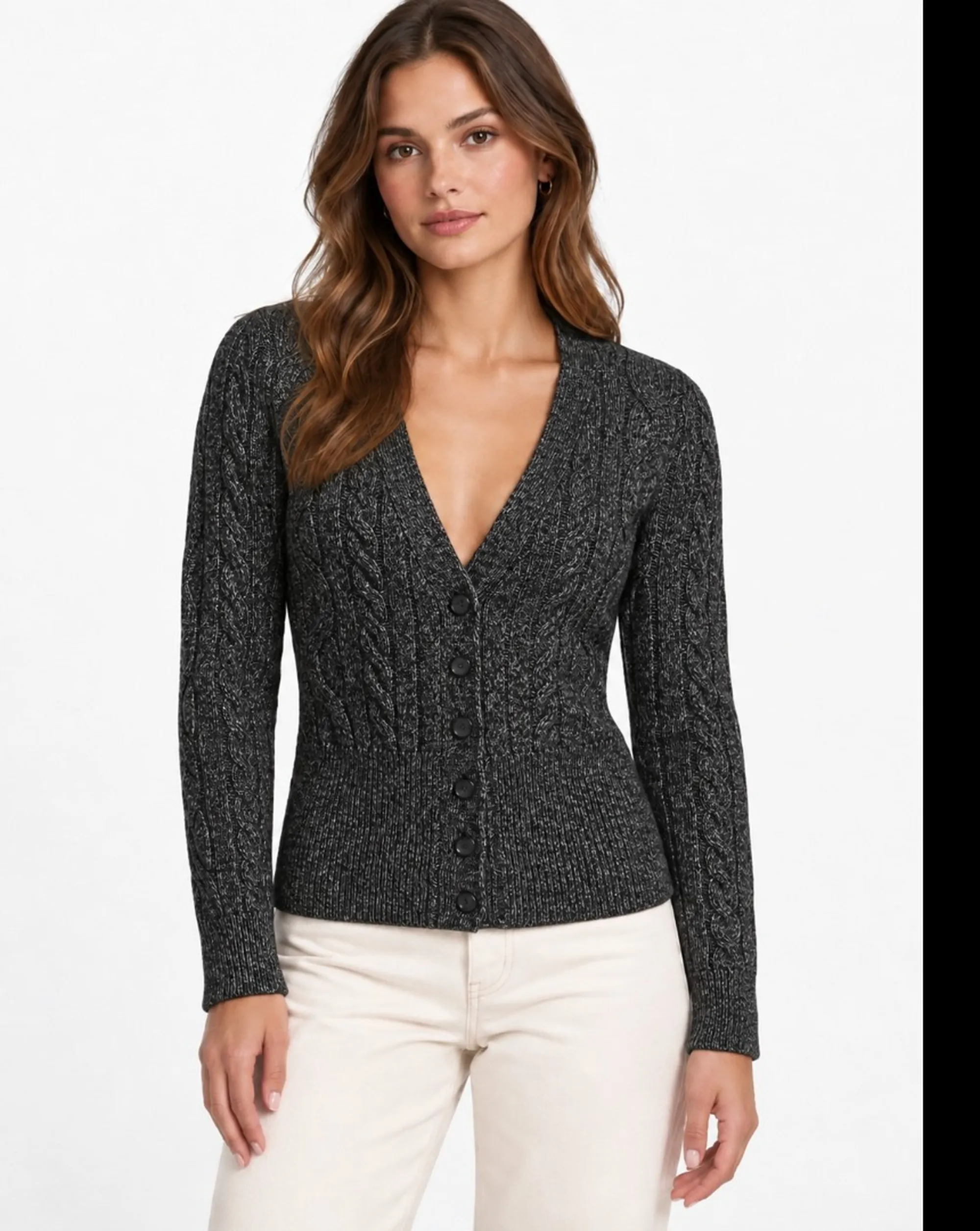 Fracomina B'Regular Cardigan With Twist Stitch' Grey Fr26Wt8021K49701 191709