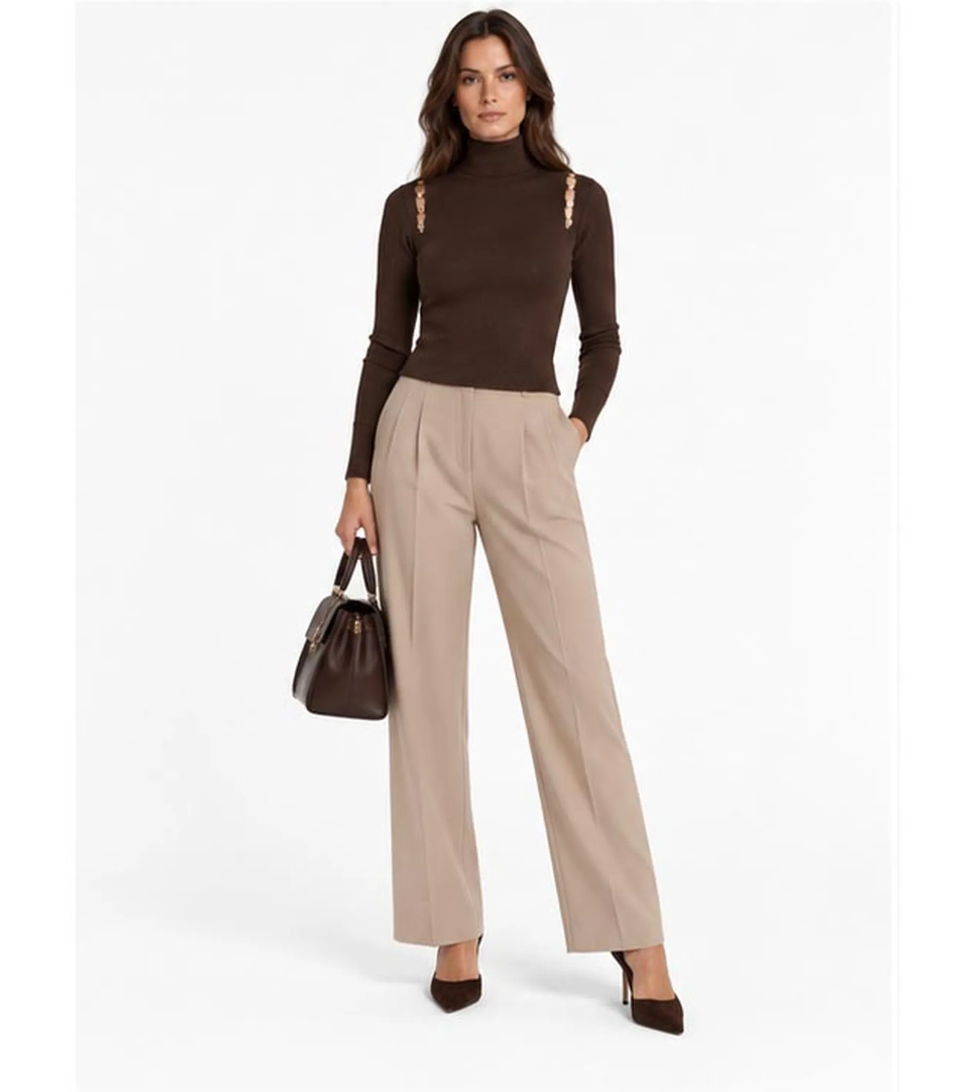 Fracomina B'Slim Turtleneck' Brown Fs26Wt7026K56501 191756