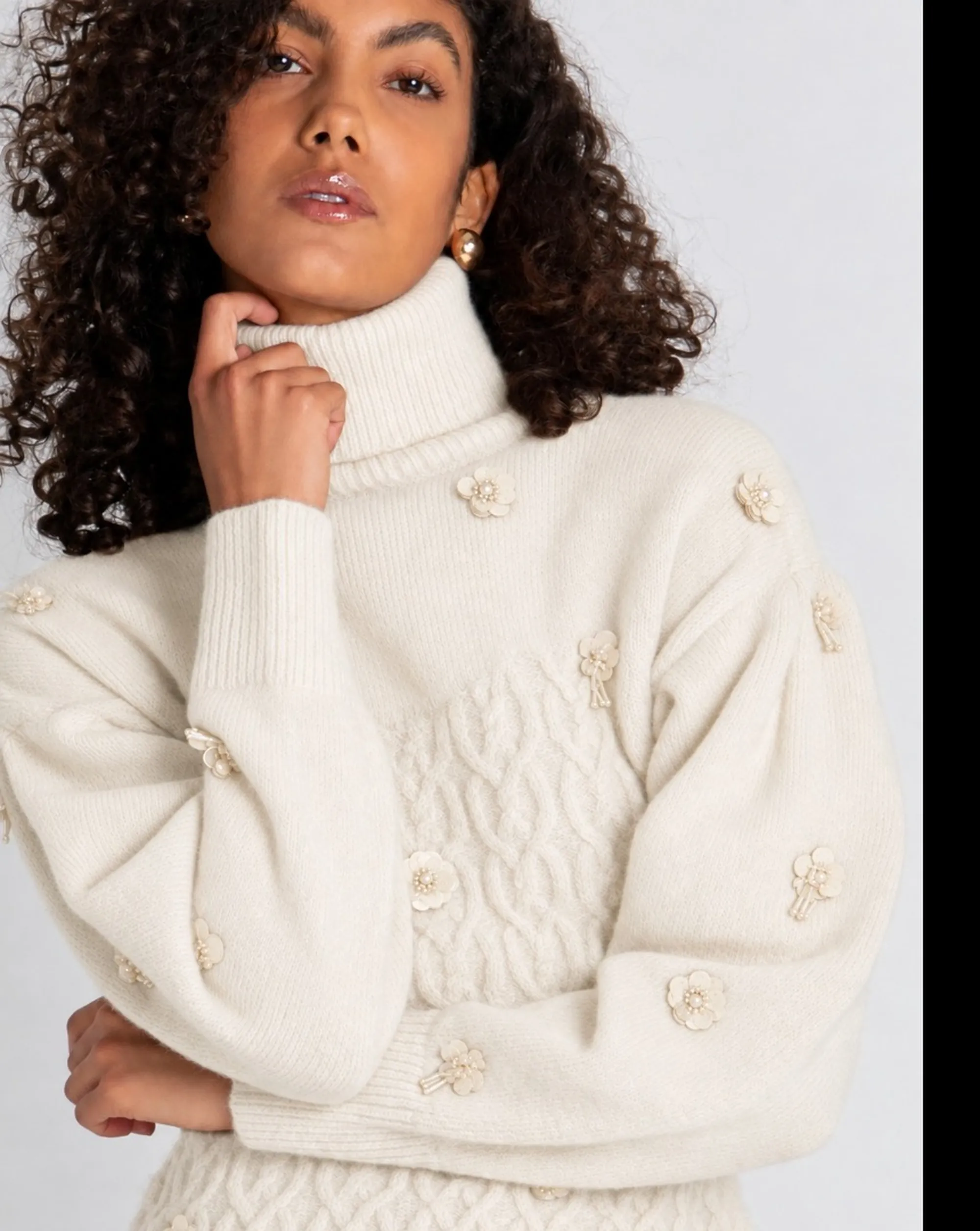 Fracomina B'Slim Turtleneck With Braids Stitch' Cream Fr26Wt7050K463R9 191672