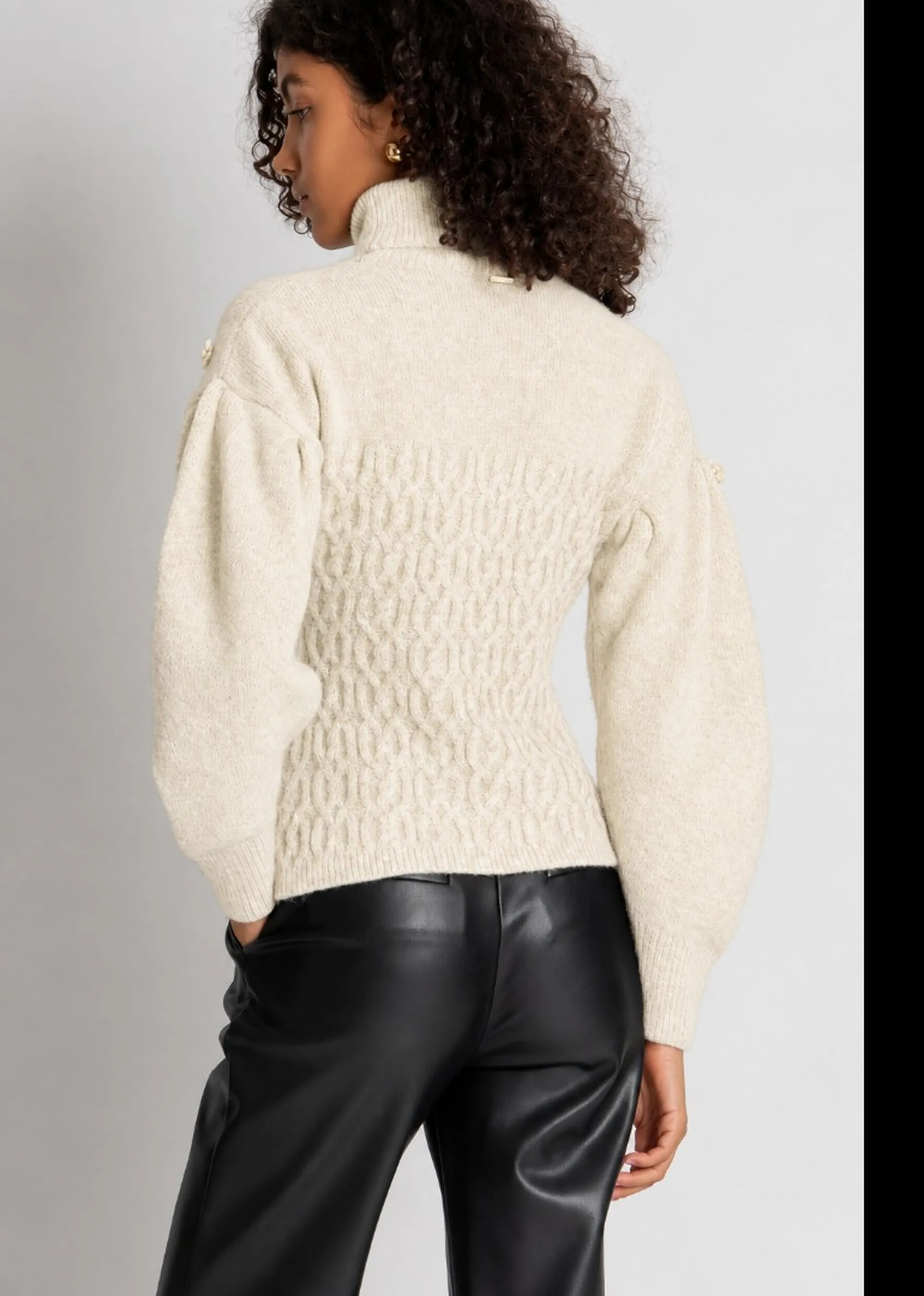 Fracomina B'Slim Turtleneck With Braids Stitch' Cream Fr26Wt7050K463R9 191674