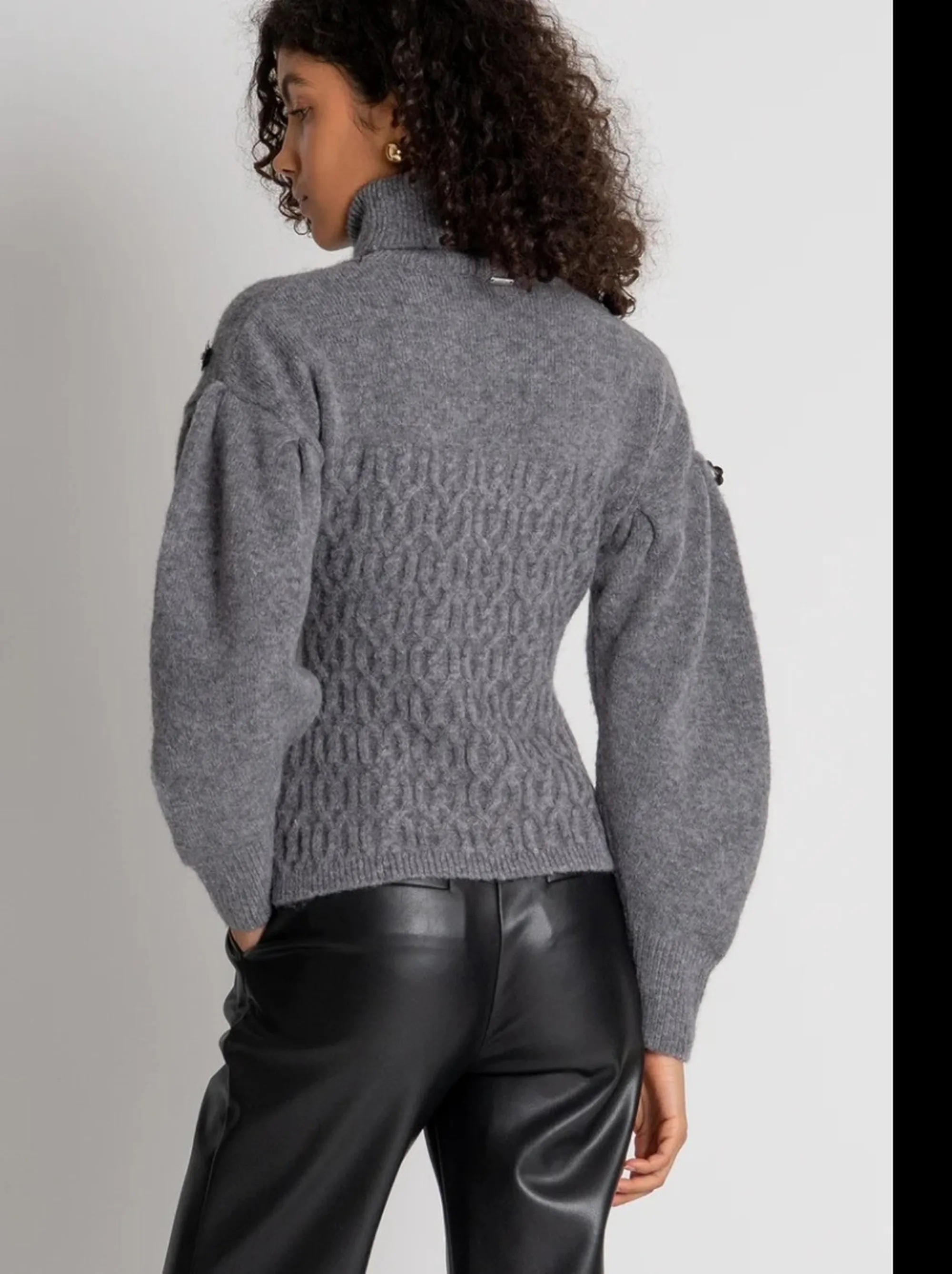 Fracomina B'Slim Turtleneck With Braids Stitch' Grey Fr26Wt7050K463R9 191670