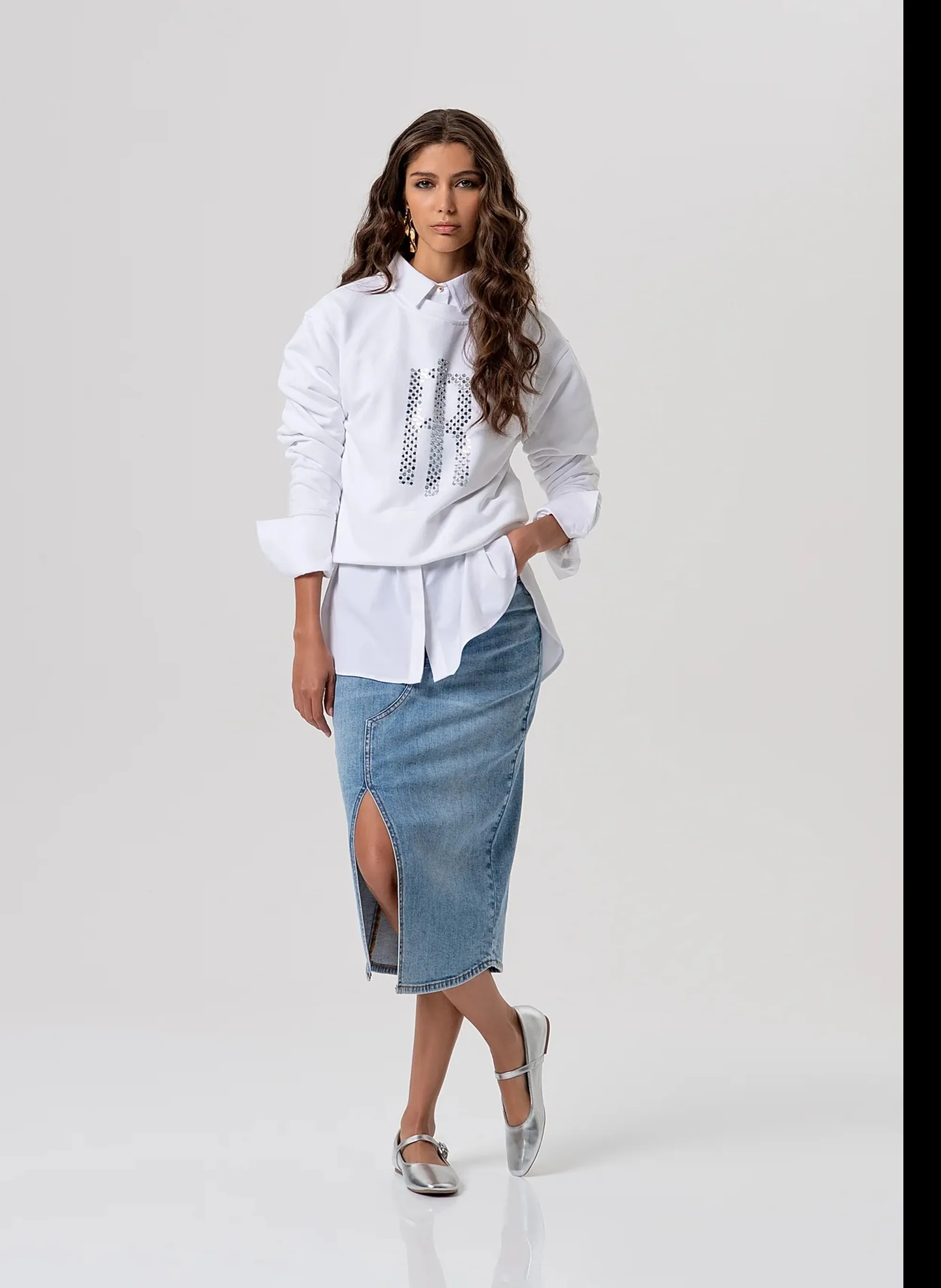 Fracomina Felpa Con Strass Bianco Fp26St9007F40901 173759