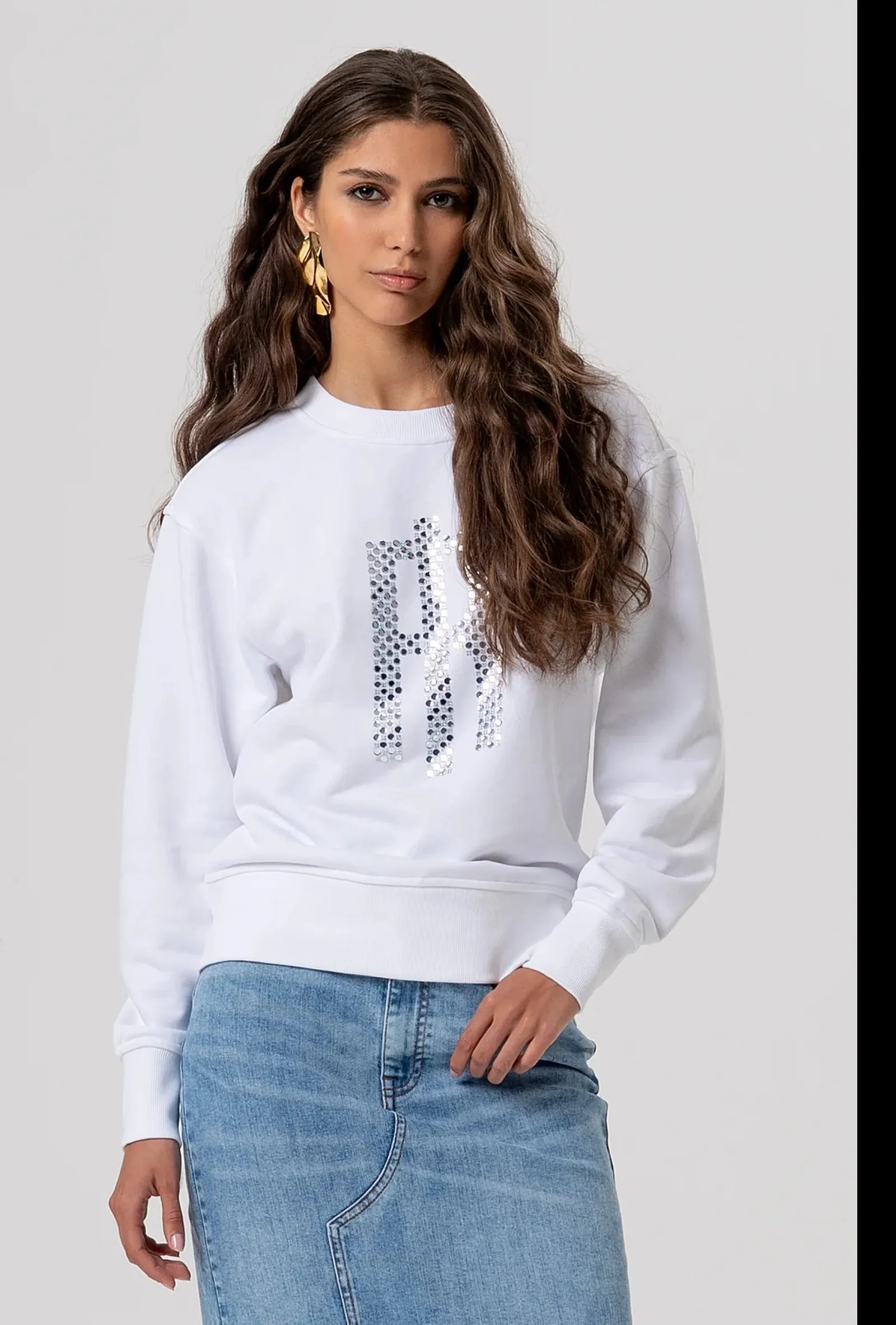 Fracomina Felpa Con Strass Bianco Fp26St9007F40901 173761
