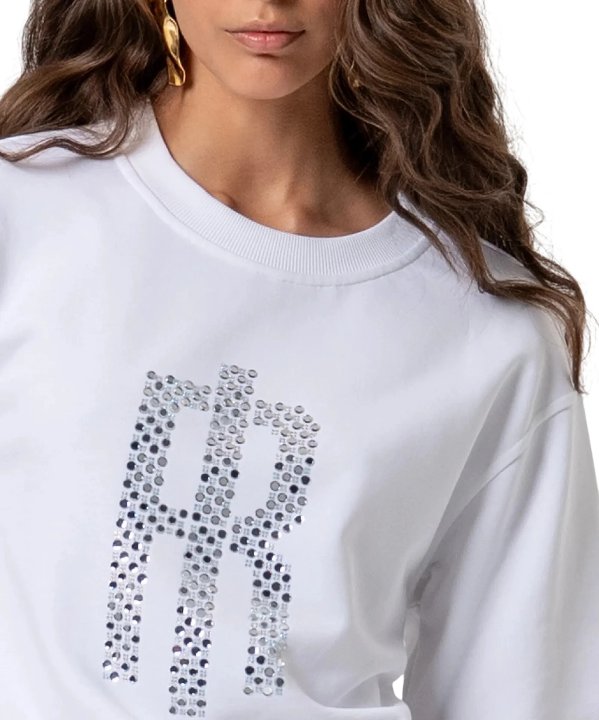 Fracomina B'Sweatshirt With Rhinestone' White Fp26St9007F40901 176886