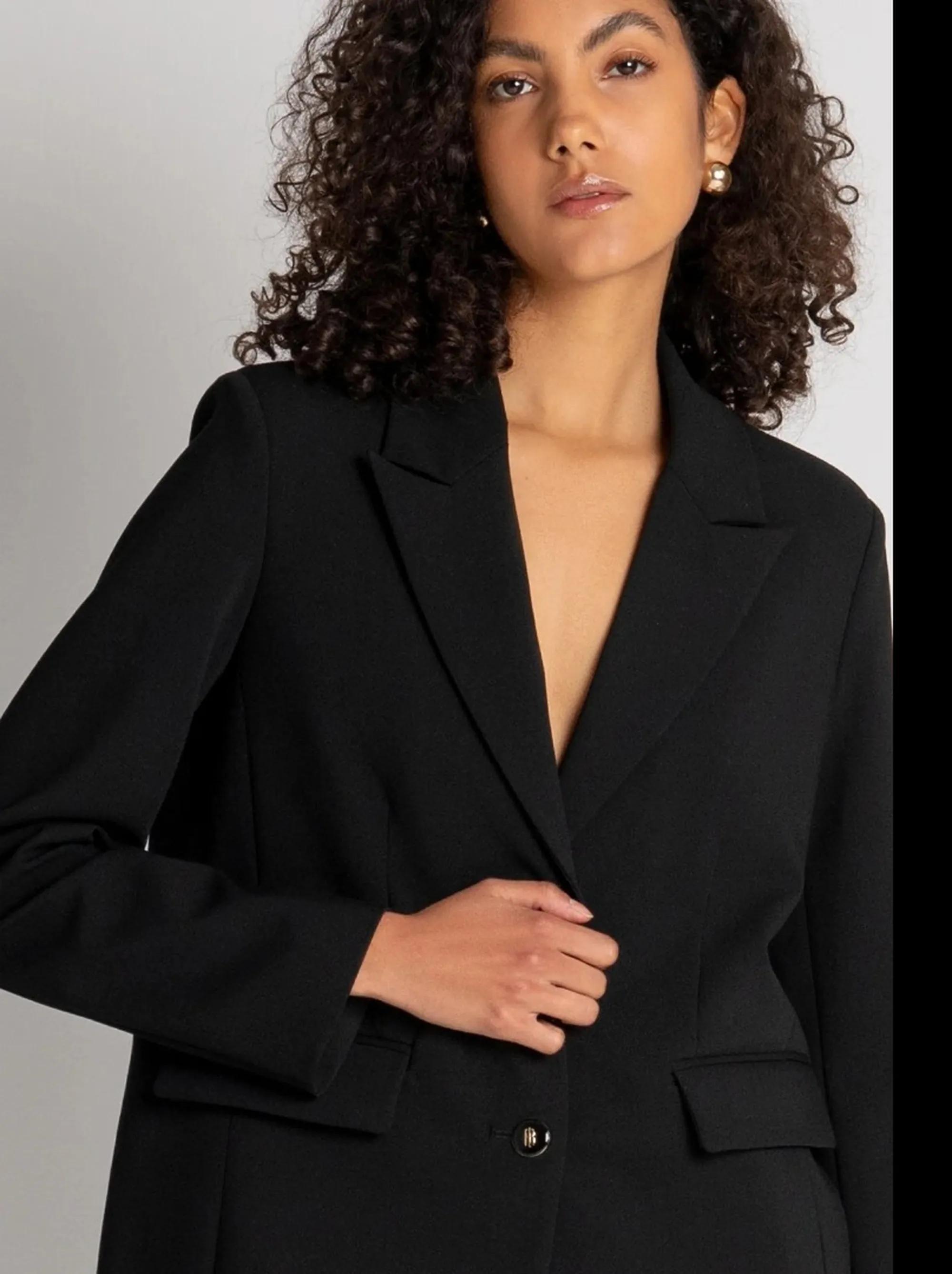 Fracomina Giacca Blazer Regular Lungo Monopetto Nero Fr26Wj3008W84901 191665
