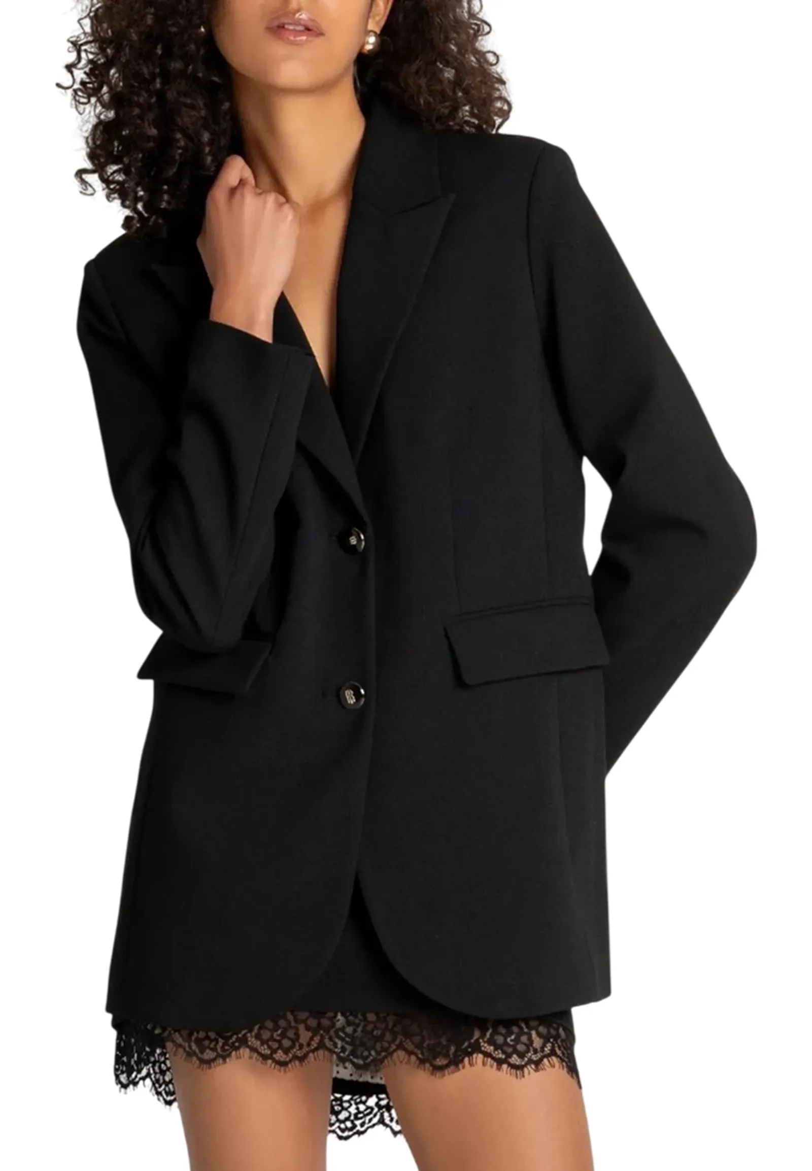 Fracomina Giacca Blazer Regular Lungo Monopetto Nero Fr26Wj3008W84901 193074