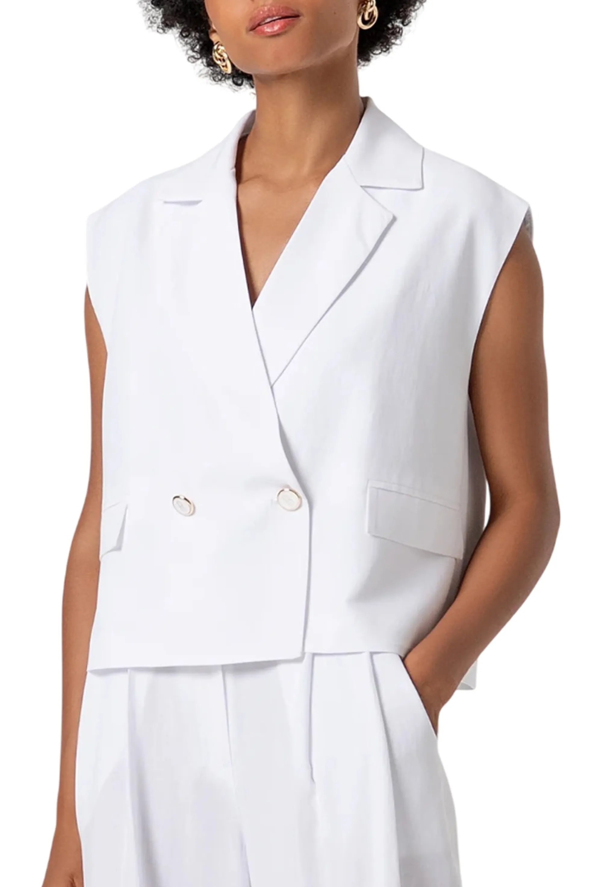 Fracomina B'Double-Breasted Linen Jacket' White Fs26Sj1001W62201 176750