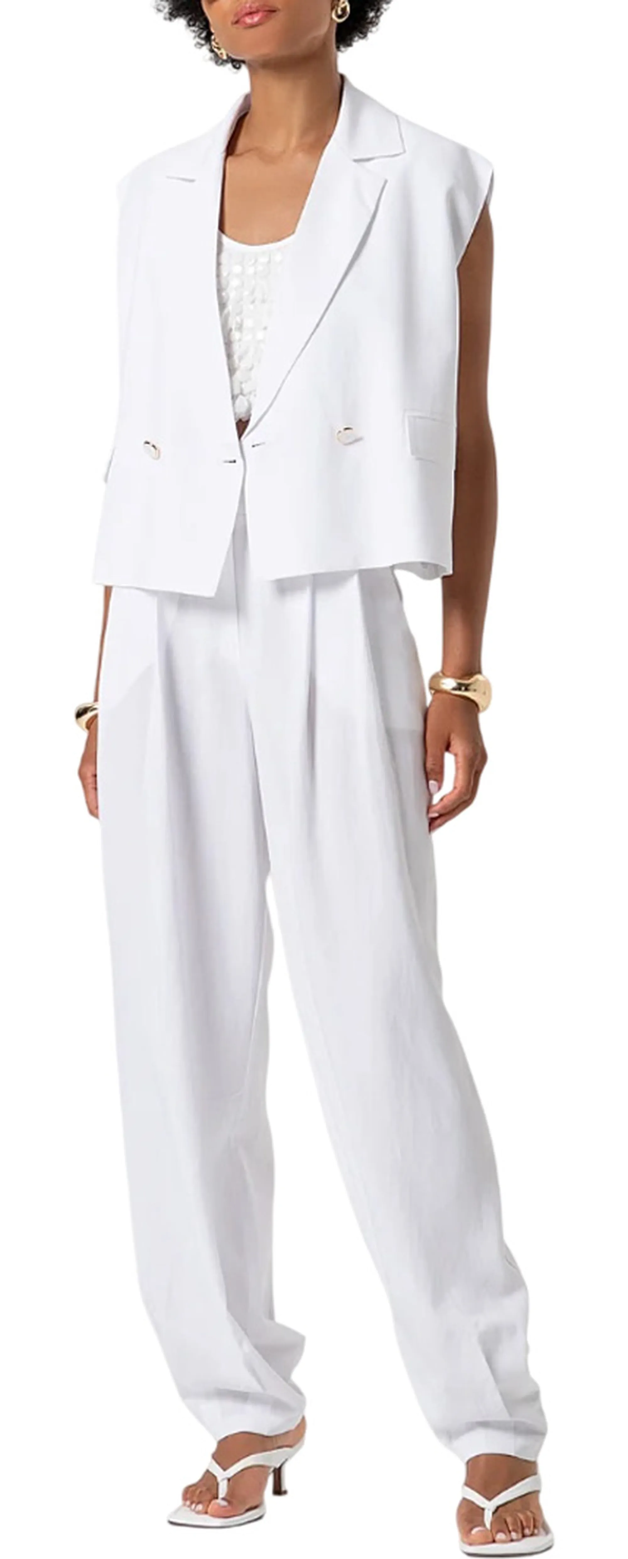 Fracomina B'Double-Breasted Linen Jacket' White Fs26Sj1001W62201 176751