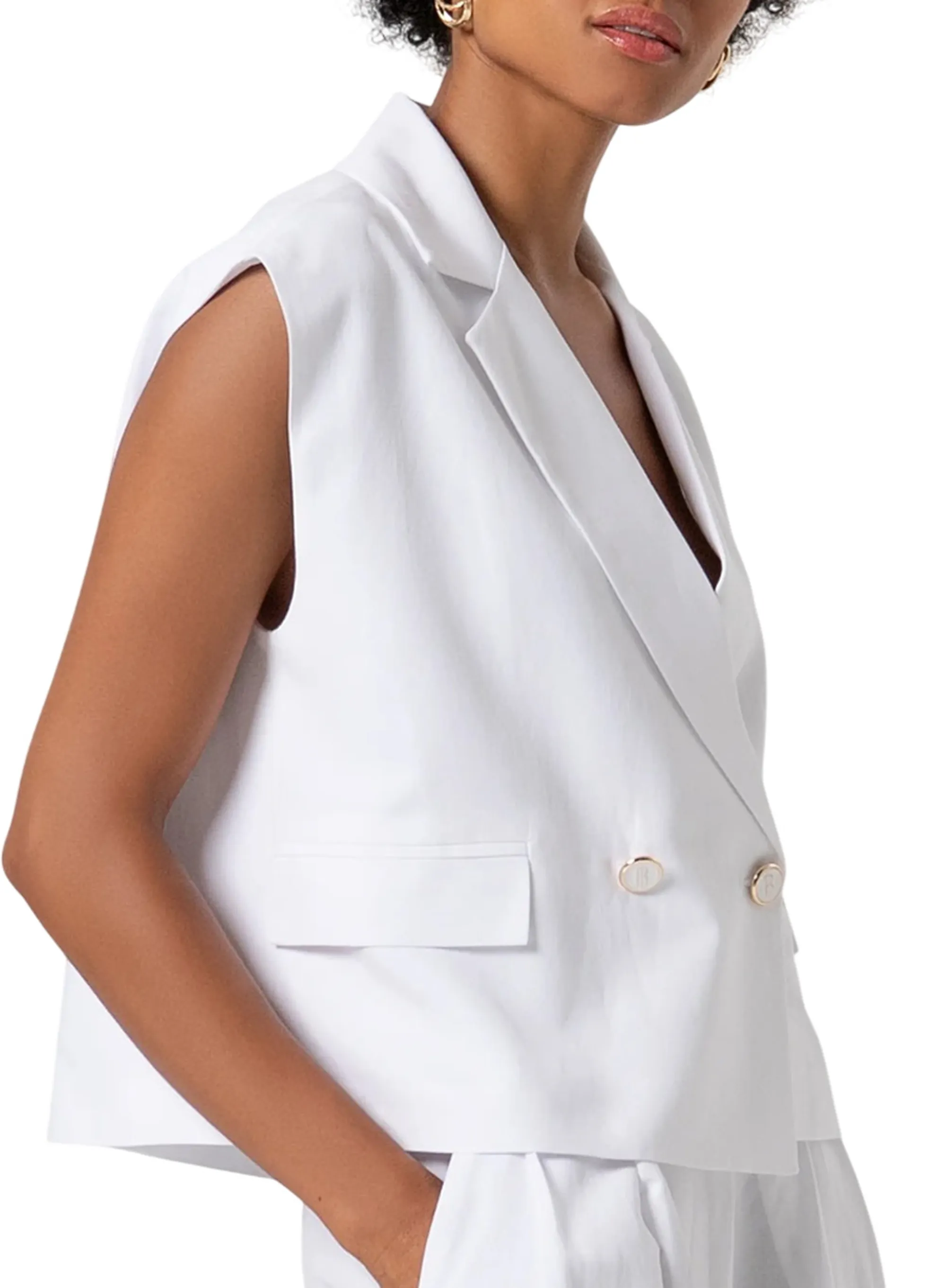 Fracomina B'Double-Breasted Linen Jacket' White Fs26Sj1001W62201 176753