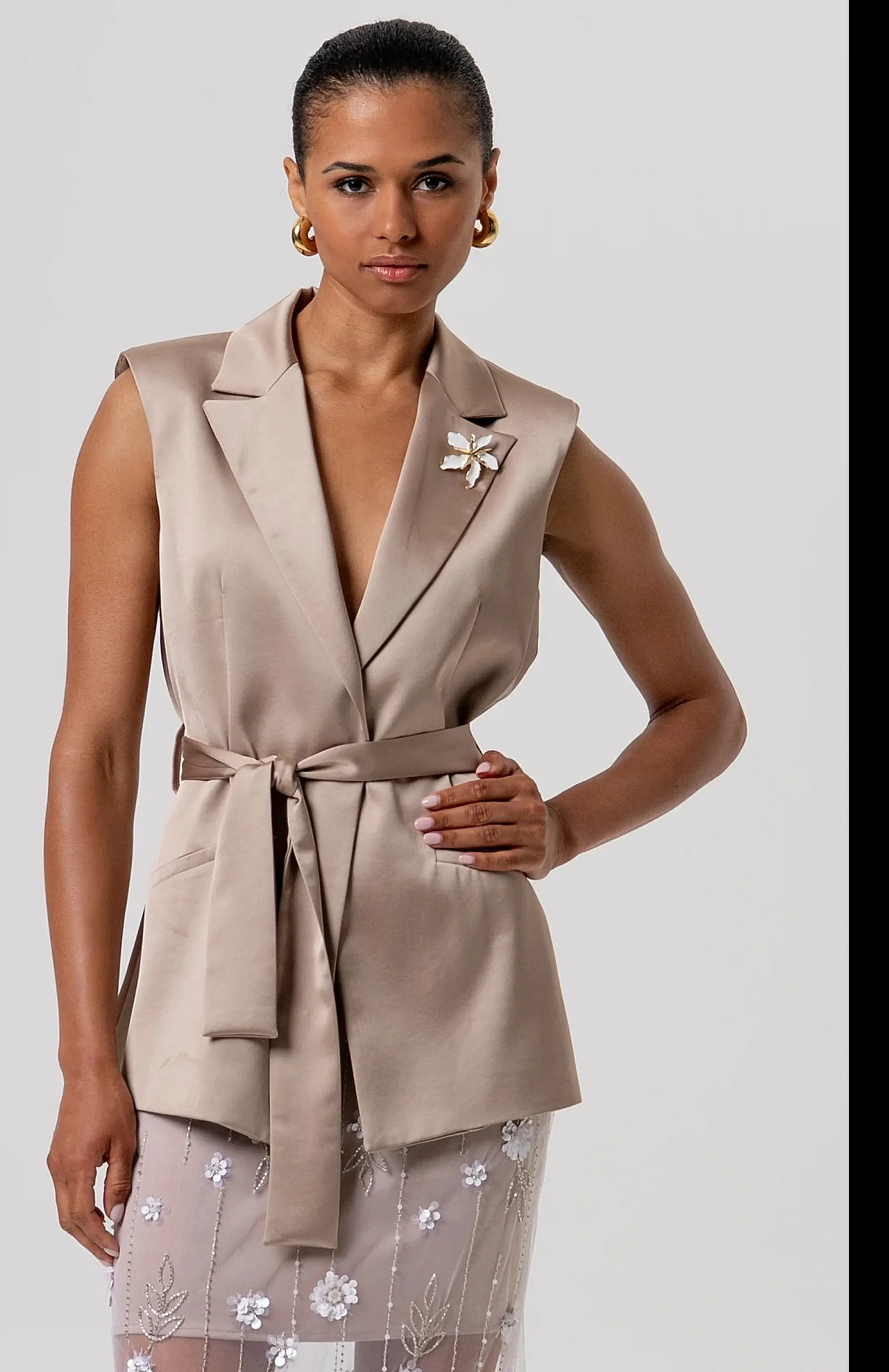 Fracomina Giacca In Raso Beige Fq26Sj3006W47001 173964