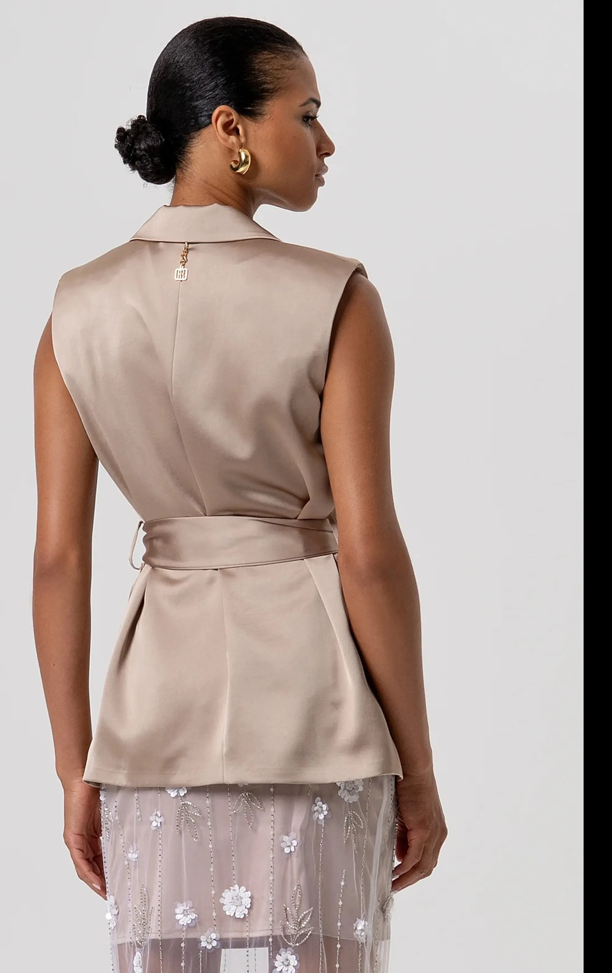 Fracomina Giacca In Raso Beige Fq26Sj3006W47001 173965