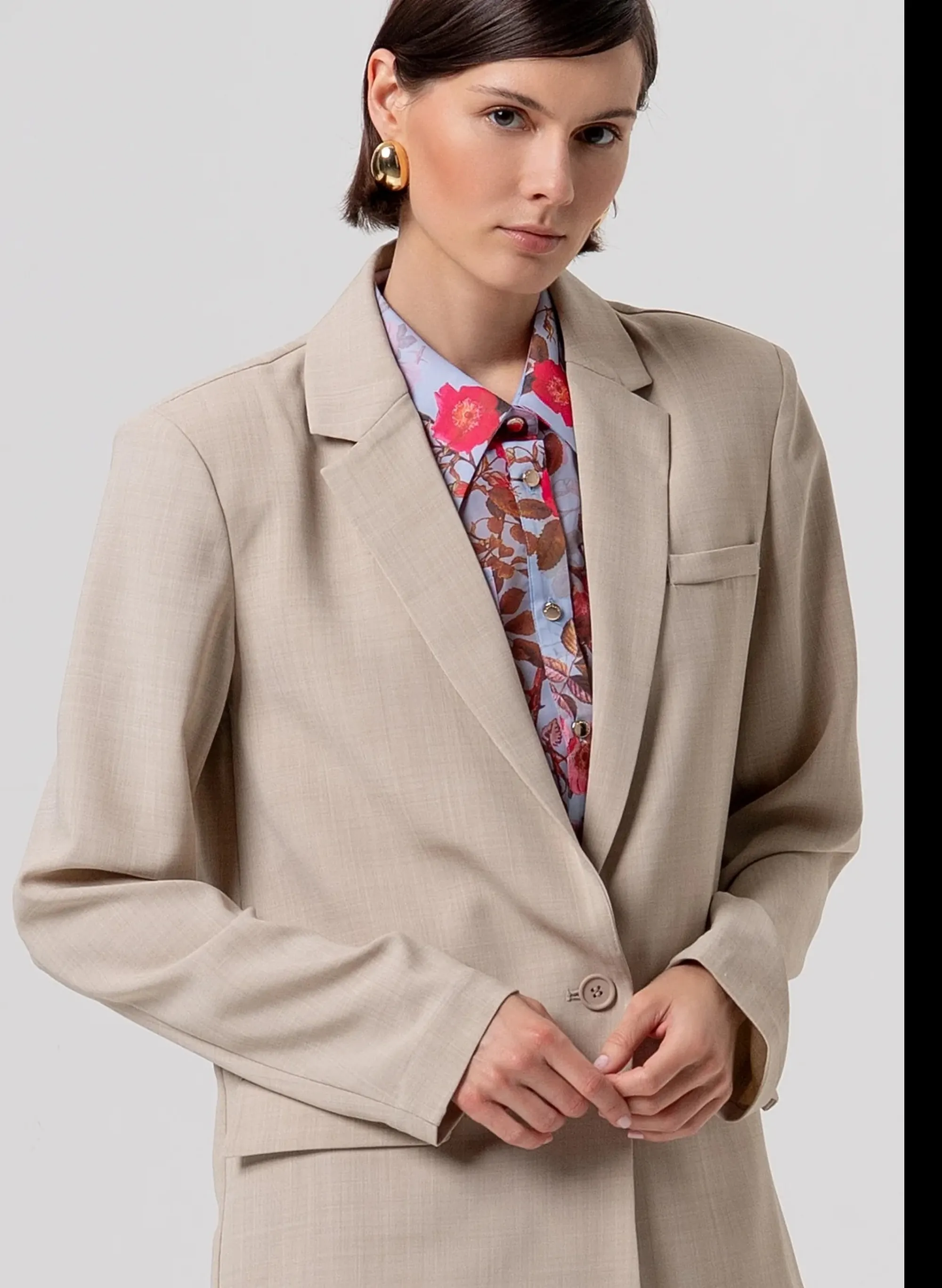 Fracomina Giacca Oversize Monopetto Marrone Chiaro Fr26Sj3009W76301 173969