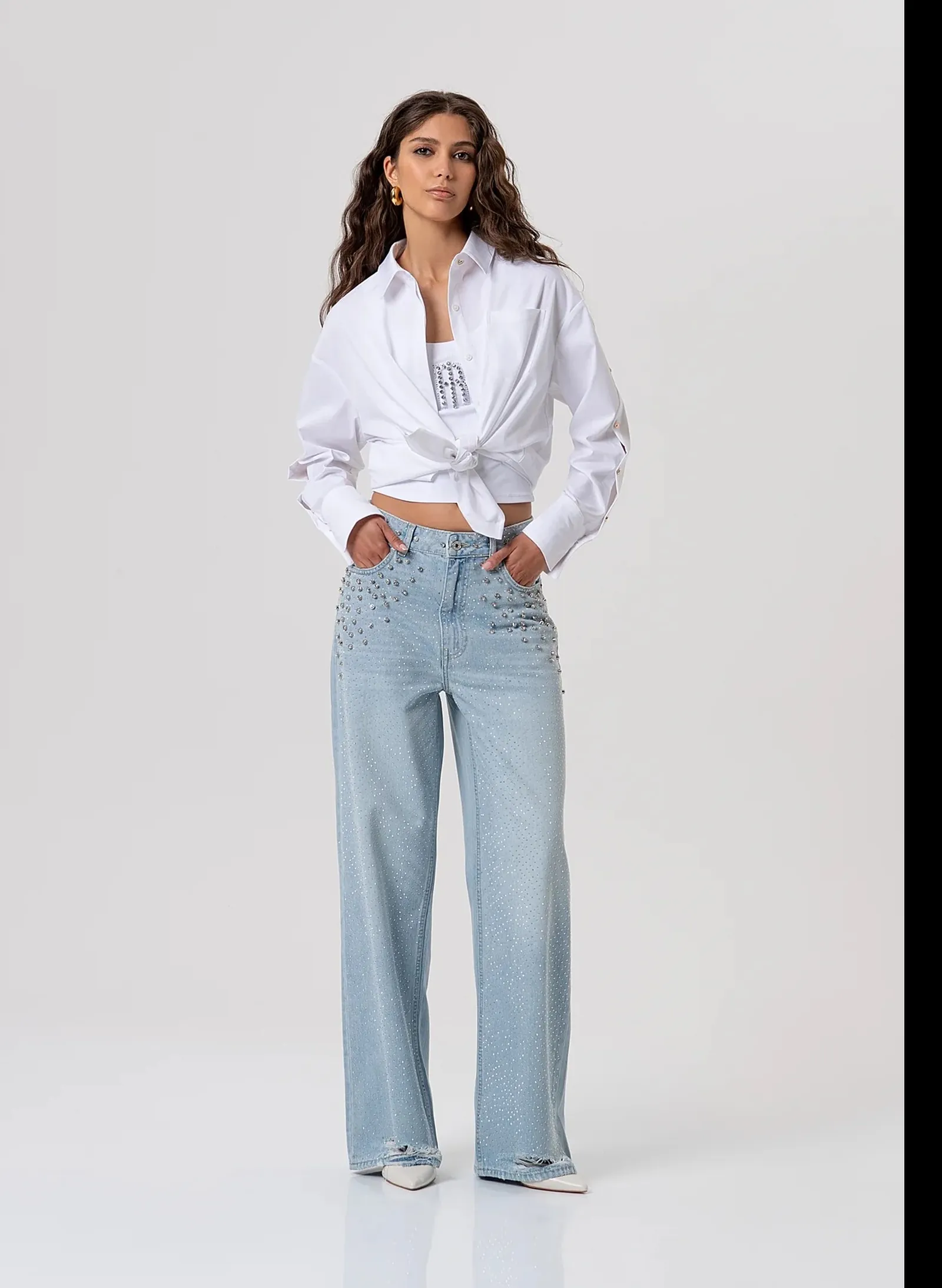 Fracomina Jeans Con Strass Denim Chiaro Fp26Sv2007D40003 173806