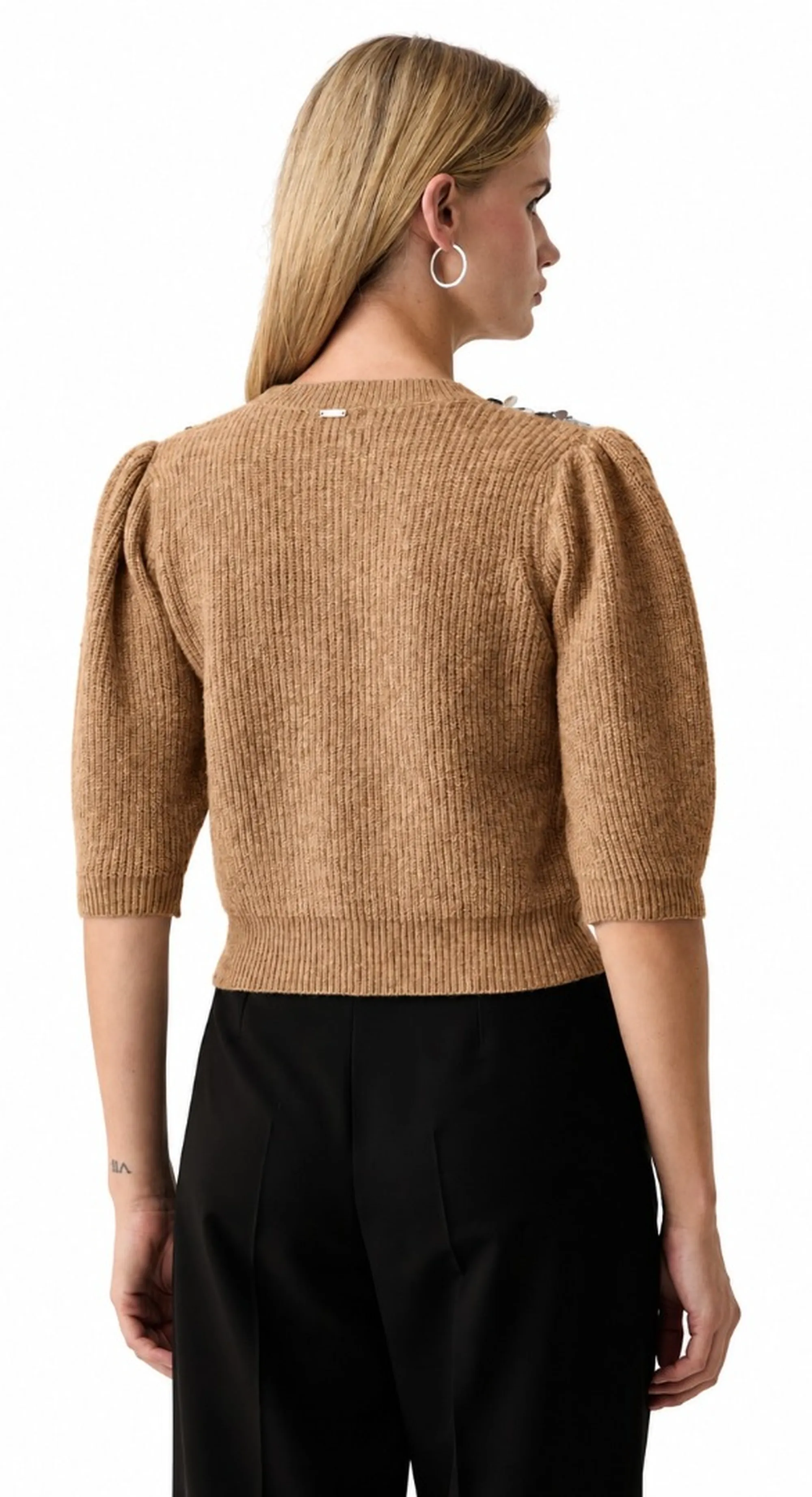 Fracomina Maglia Cropped Con Applicazioni Gioiello Caramello Fy26Wt7058K458R9 192964